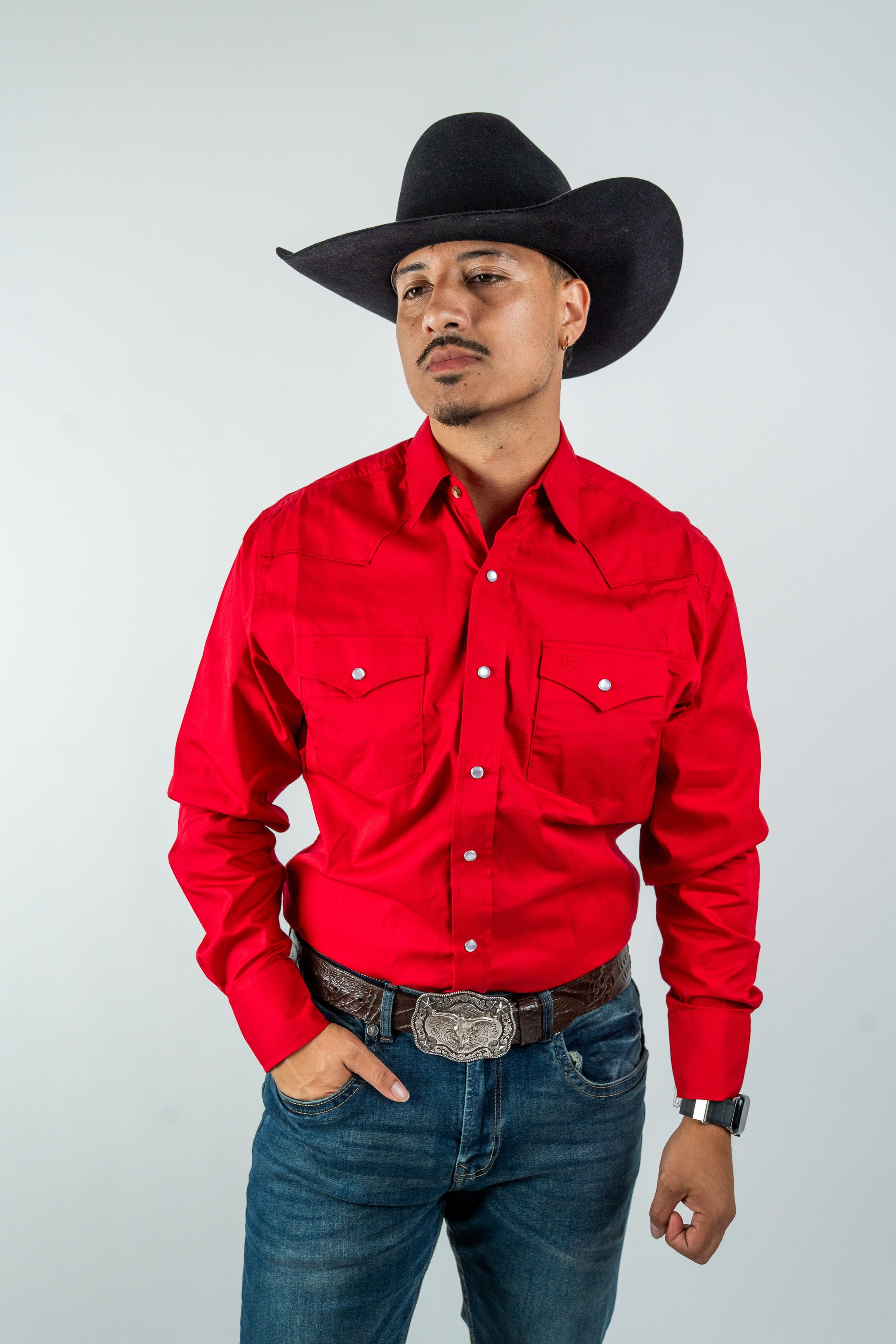 Texas Country - Solid Red Pearl Snap Long-Sleeve Shirt (AC108L/T)