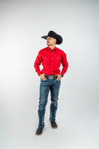Texas Country - Solid Red Pearl Snap Long-Sleeve Shirt (AC108L/T)