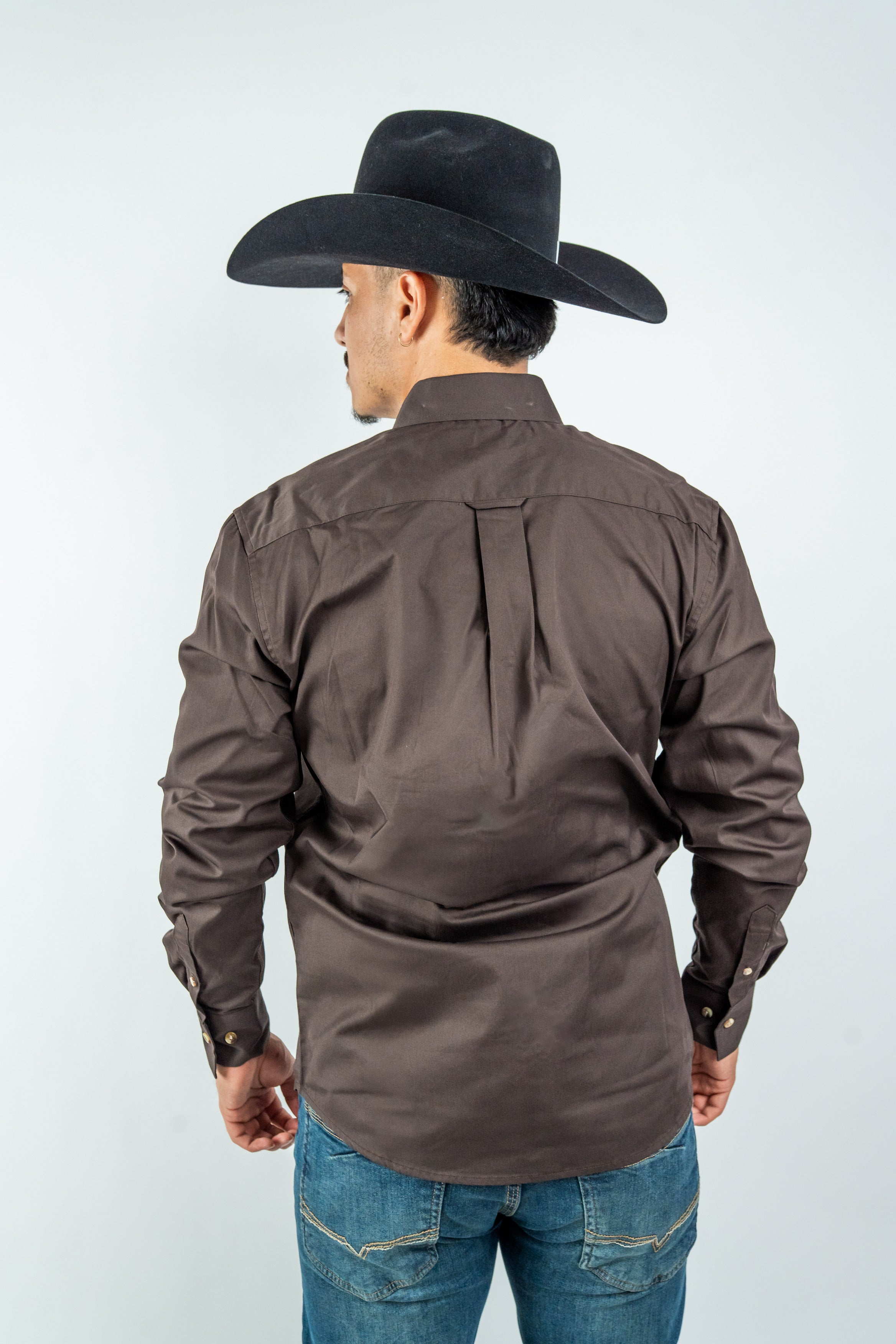 Texas Country - Solid Brown Button-Down Long-Sleeve Shirt (AC110L/T)