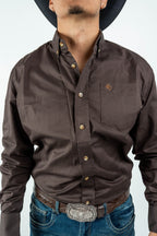 Texas Country - Solid Brown Button-Down Long-Sleeve Shirt (AC110L/T)