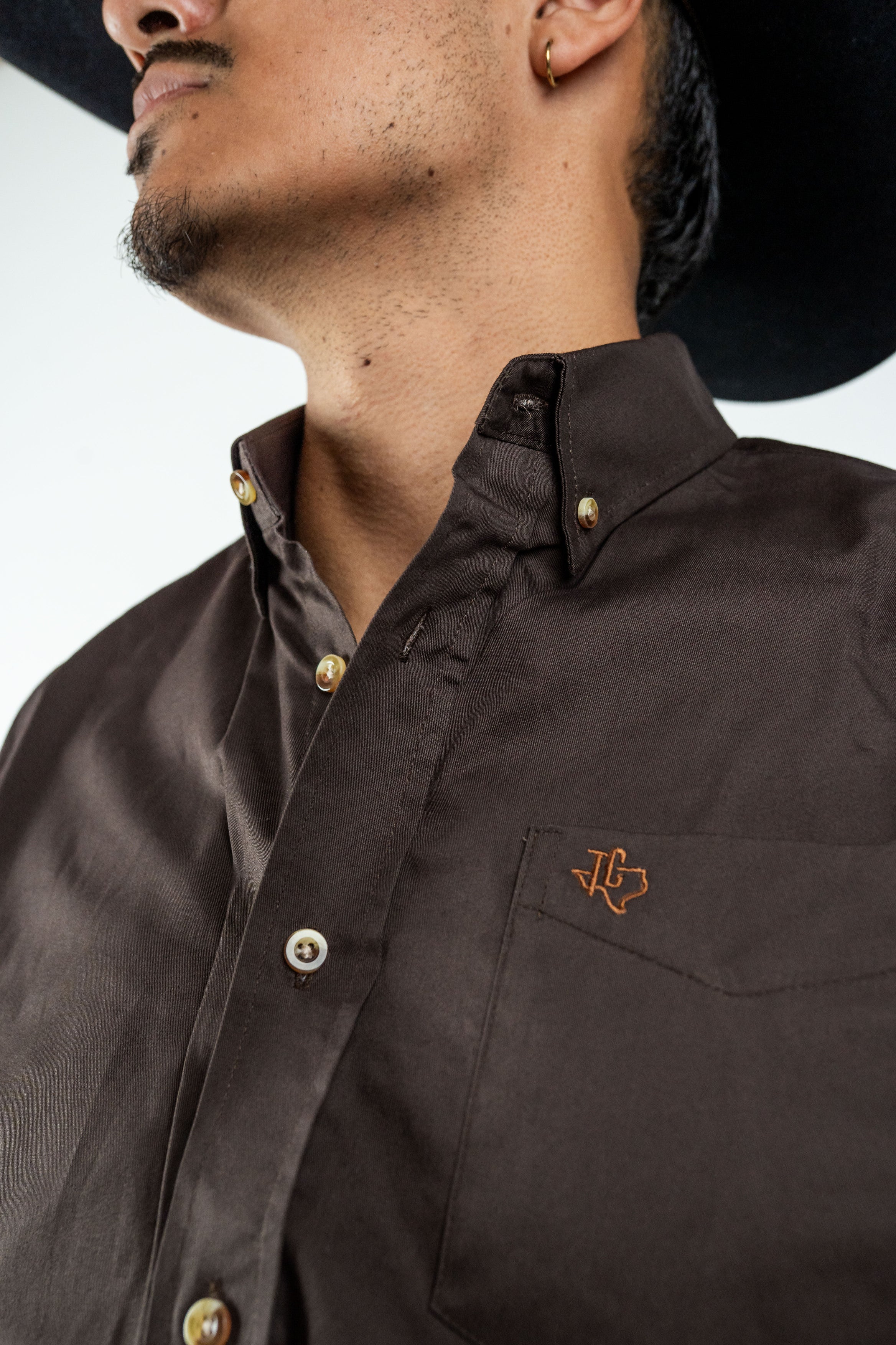 Texas Country - Solid Brown Button-Down Long-Sleeve Shirt (AC110L/T)