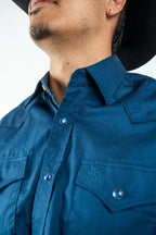 Texas Country - Solid Navy Blue Pearl Snap Long-Sleeve Shirt (AC108L/T)