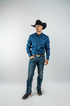Texas Country - Solid Navy Blue Pearl Snap Long-Sleeve Shirt (AC108L/T)