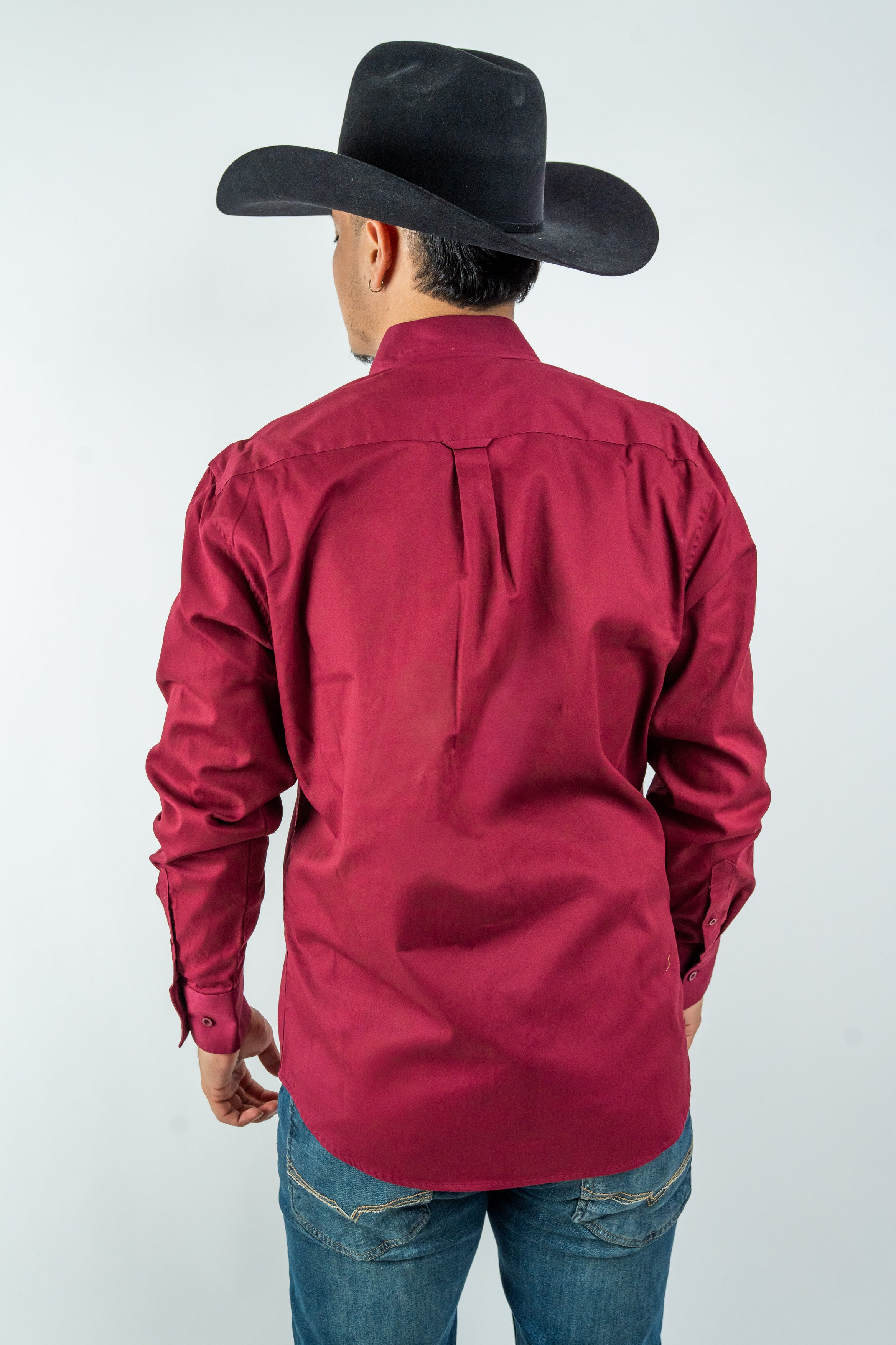 Texas Country - Solid Burgundy Button-Down Long-Sleeve Shirt (AC110L/T)