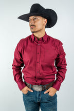 Texas Country - Solid Burgundy Button-Down Long-Sleeve Shirt (AC110L/T)