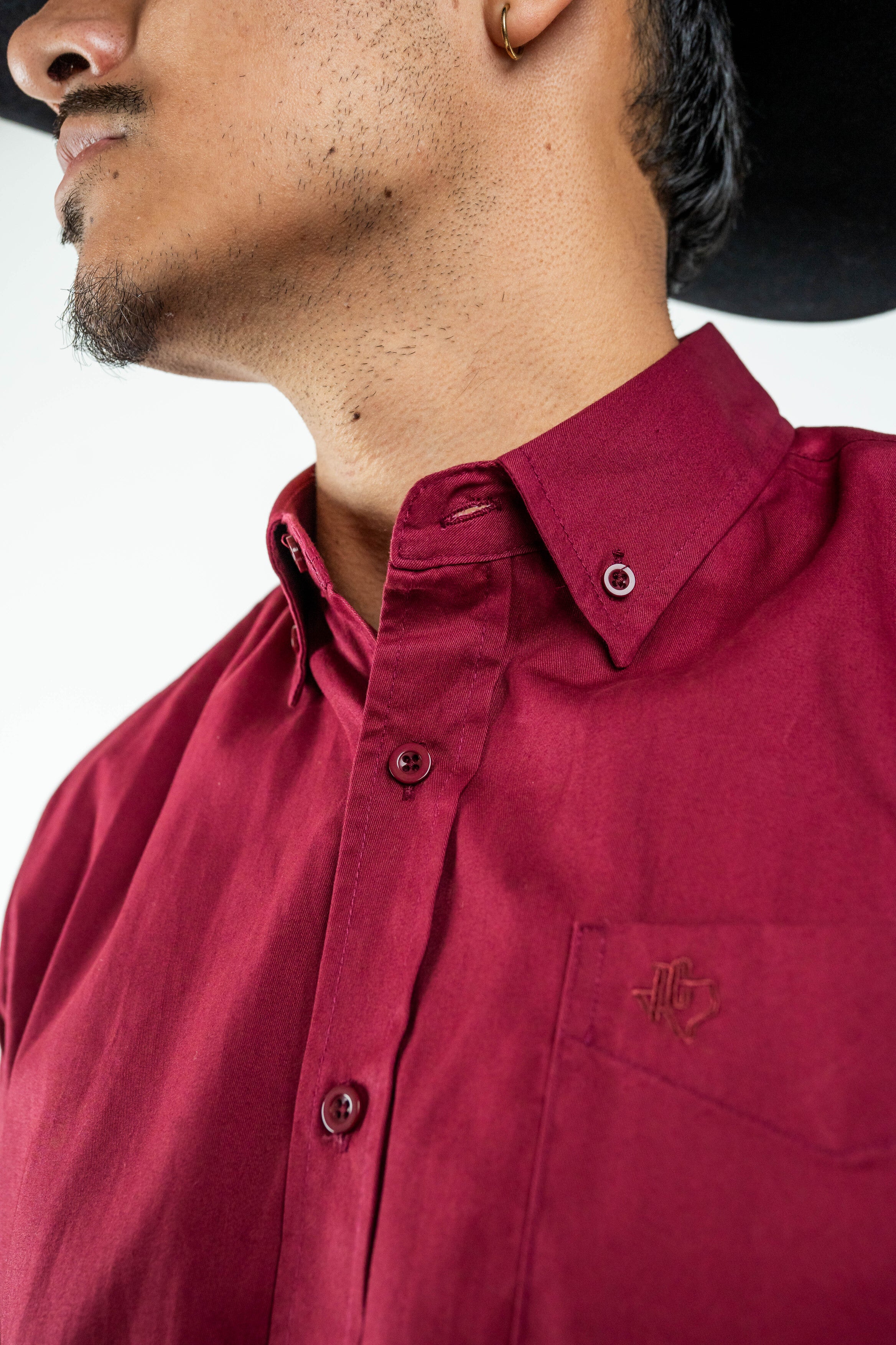 Texas Country - Solid Burgundy Button-Down Long-Sleeve Shirt (AC110L/T)