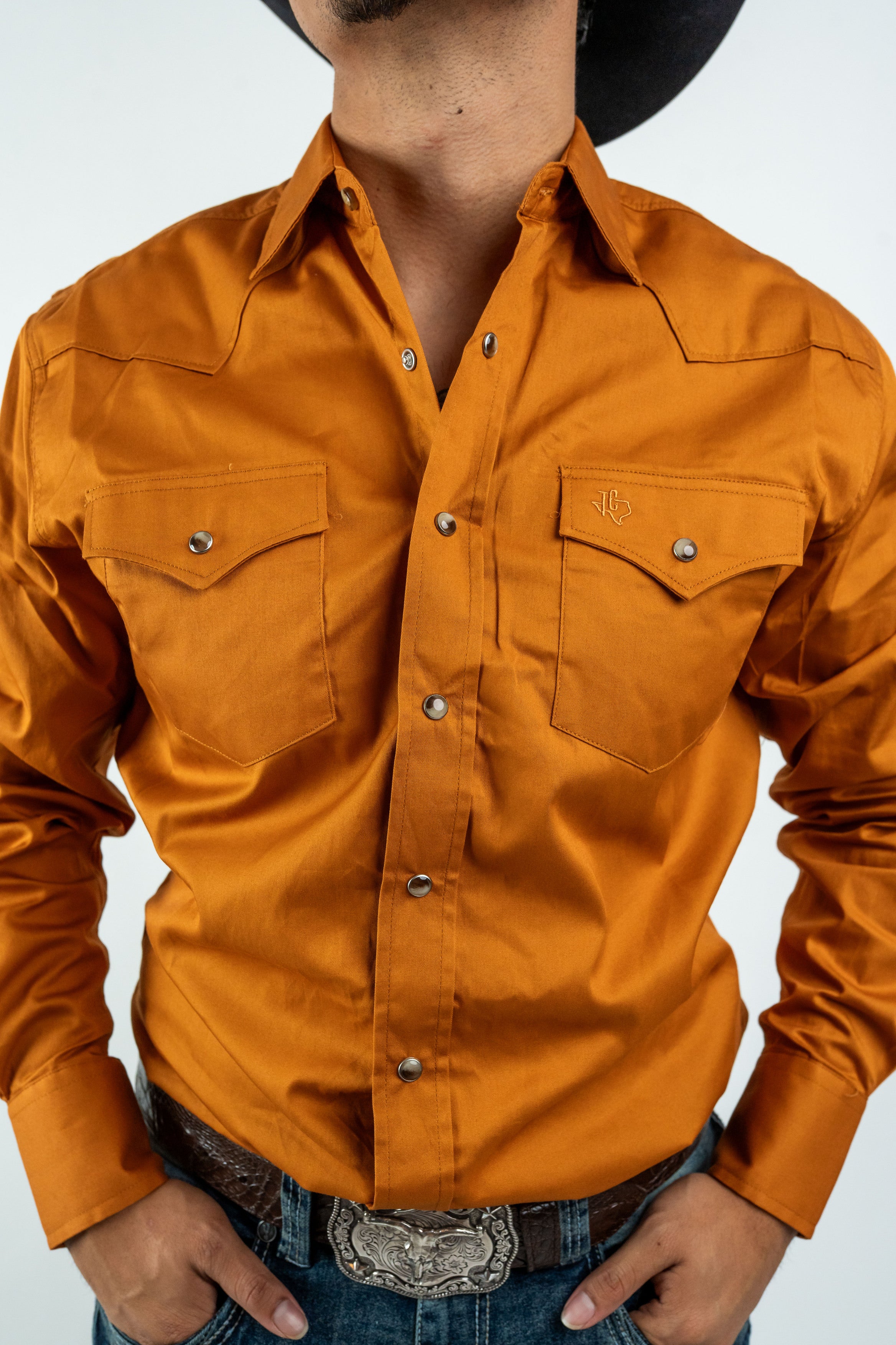 Texas Country - Solid Orange Button-Down Long-Sleeve Shirt (AC108L/T)