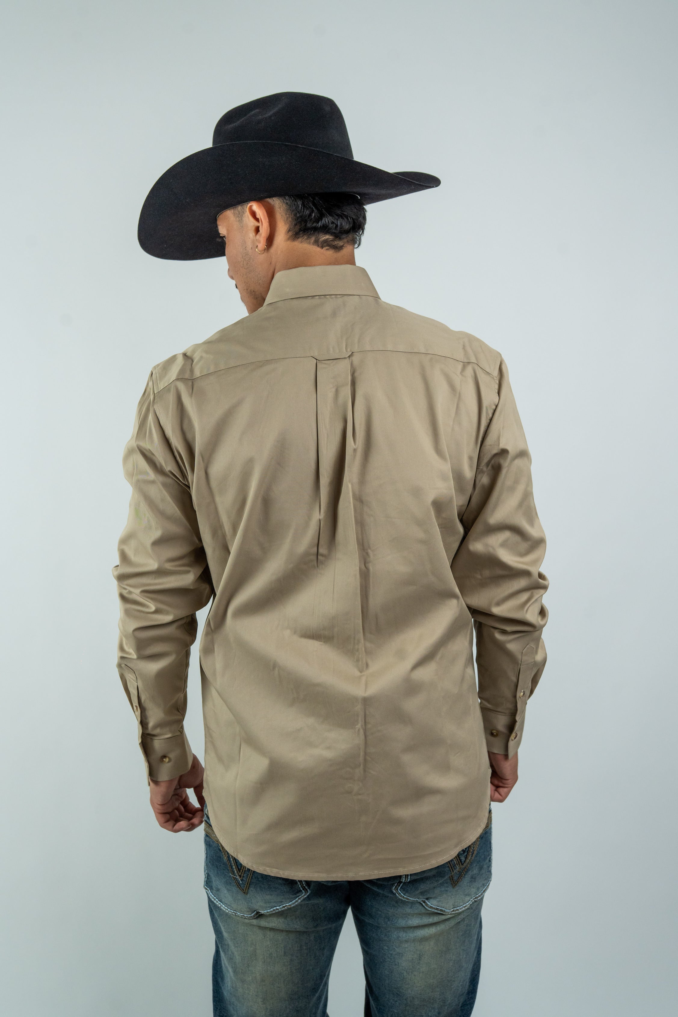 Texas Country - Solid Khaki Button-Down Long-Sleeve Shirt (AC110L/T)