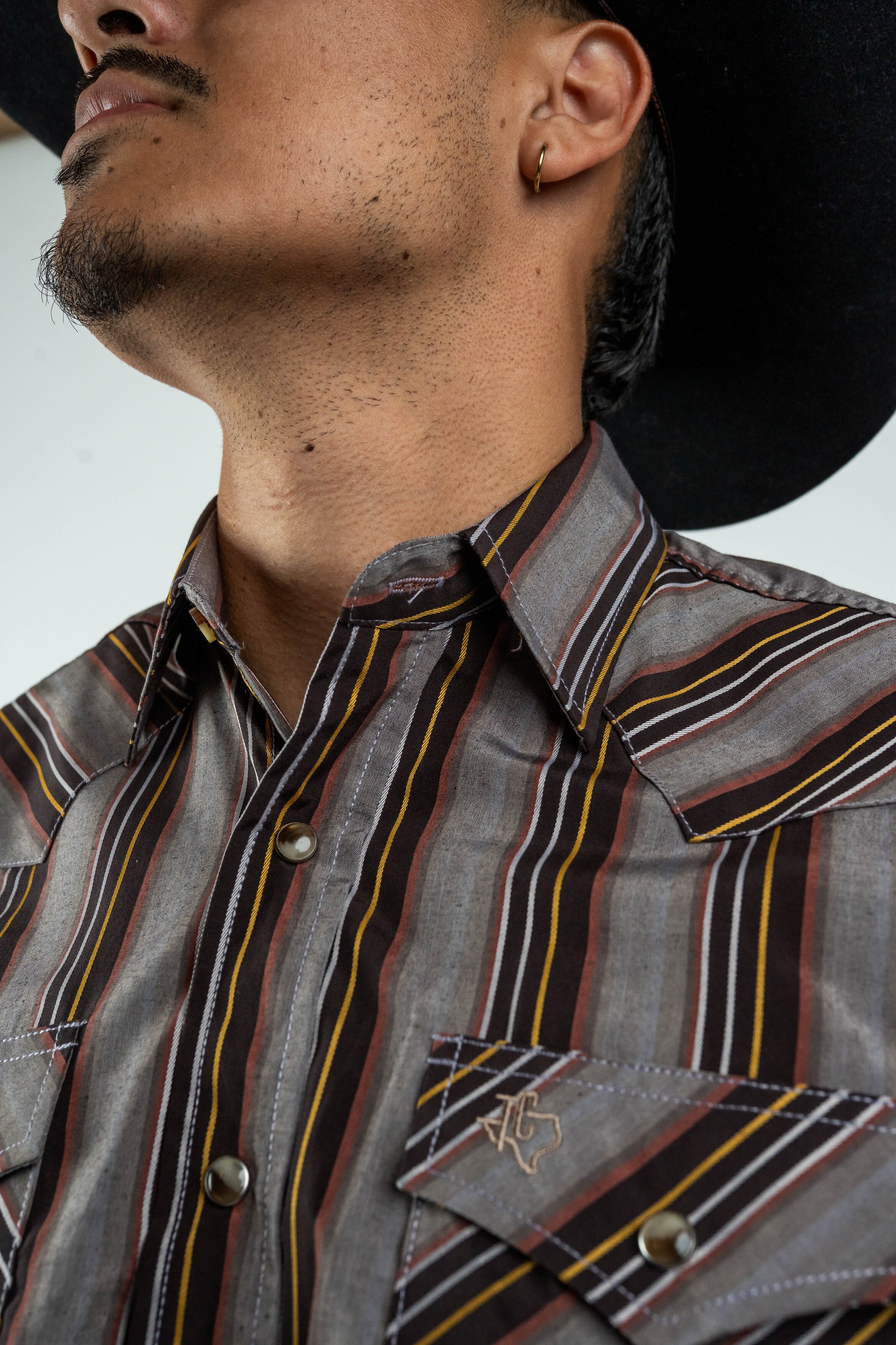 Texas Country - Brown Western Stripes Pearl Snap Long Sleeve Shirt (PS700L/T #7001)