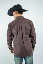 Texas Country - Black Flower Petals Button-Down Long Sleeve Shirt (MOD1085)