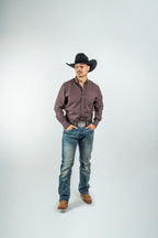 Texas Country - Black Flower Petals Button-Down Long Sleeve Shirt (MOD1085)