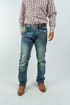 Men's Western Dark Blue Boot Cut Denim Jeans (RS-007)