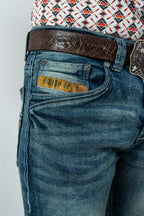 Men's Western Dark Blue Boot Cut Denim Jeans (RS-007)