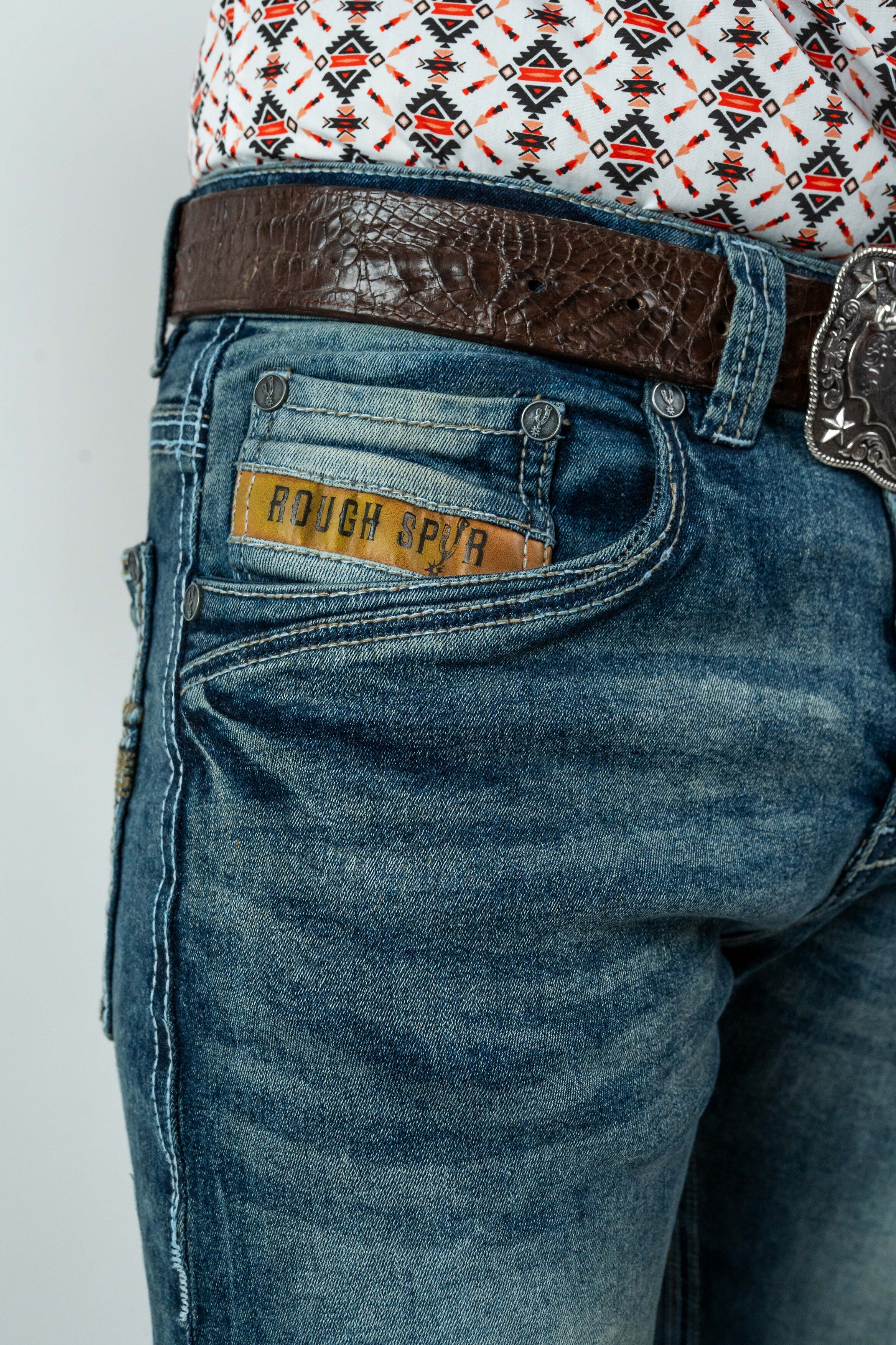 Men's Western Dark Blue Boot Cut Denim Jeans (RS-007)