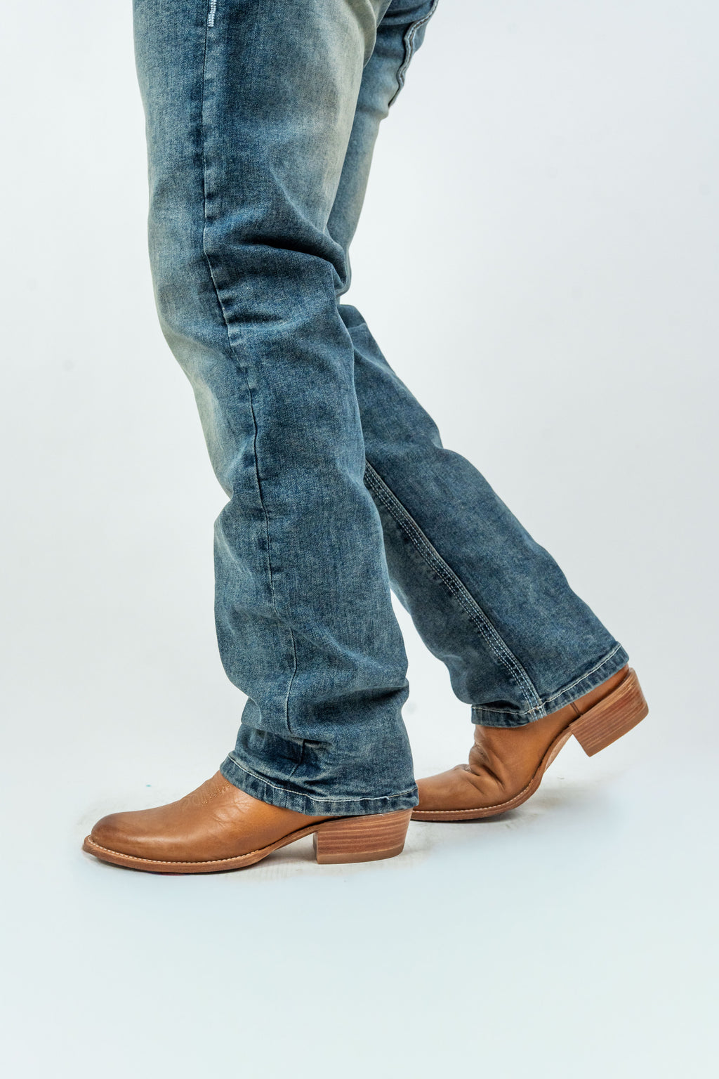 Men's Western Dark Blue Boot Cut Denim Jeans (RS-007)
