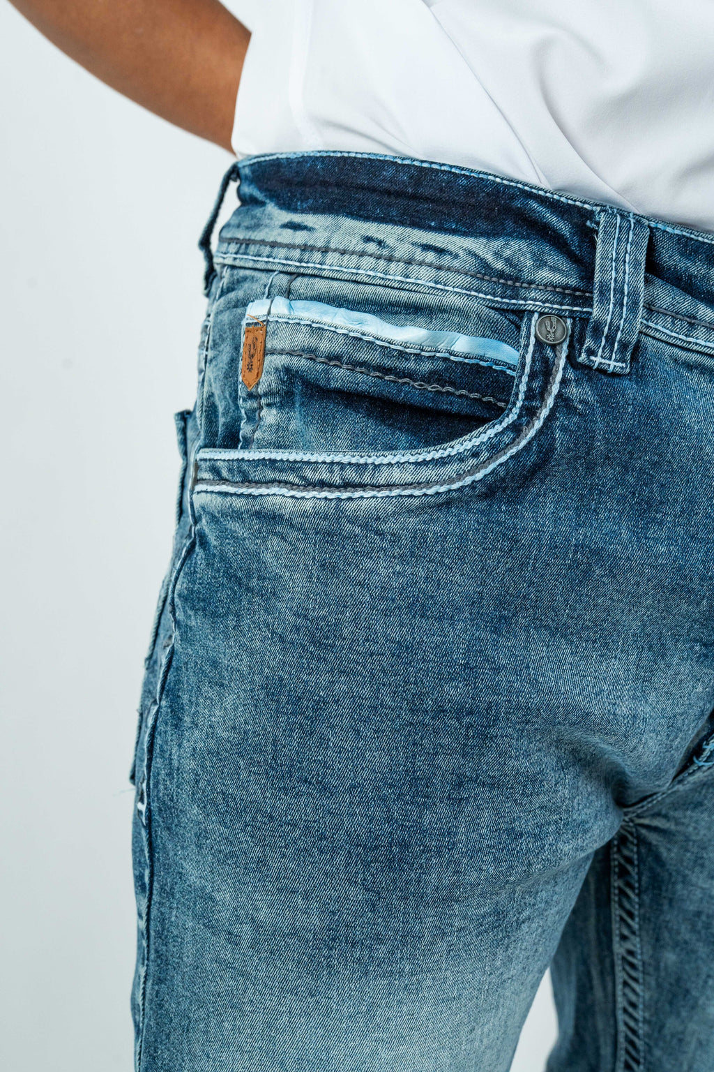 Men's Western Boot Cut Light Blue Denim Jeans (RS-017)