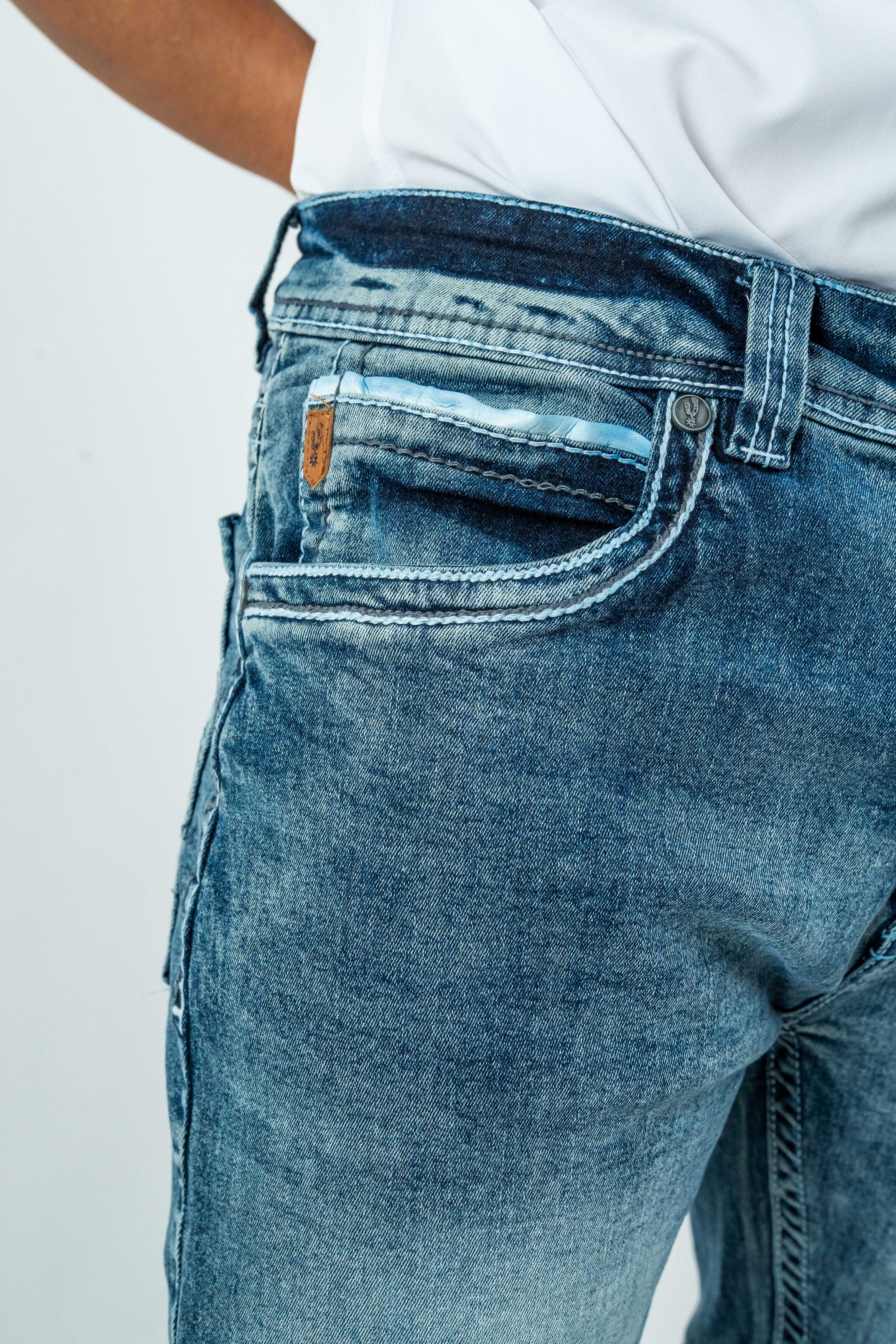 Men's Western Boot Cut Light Blue Denim Jeans (RS-017)