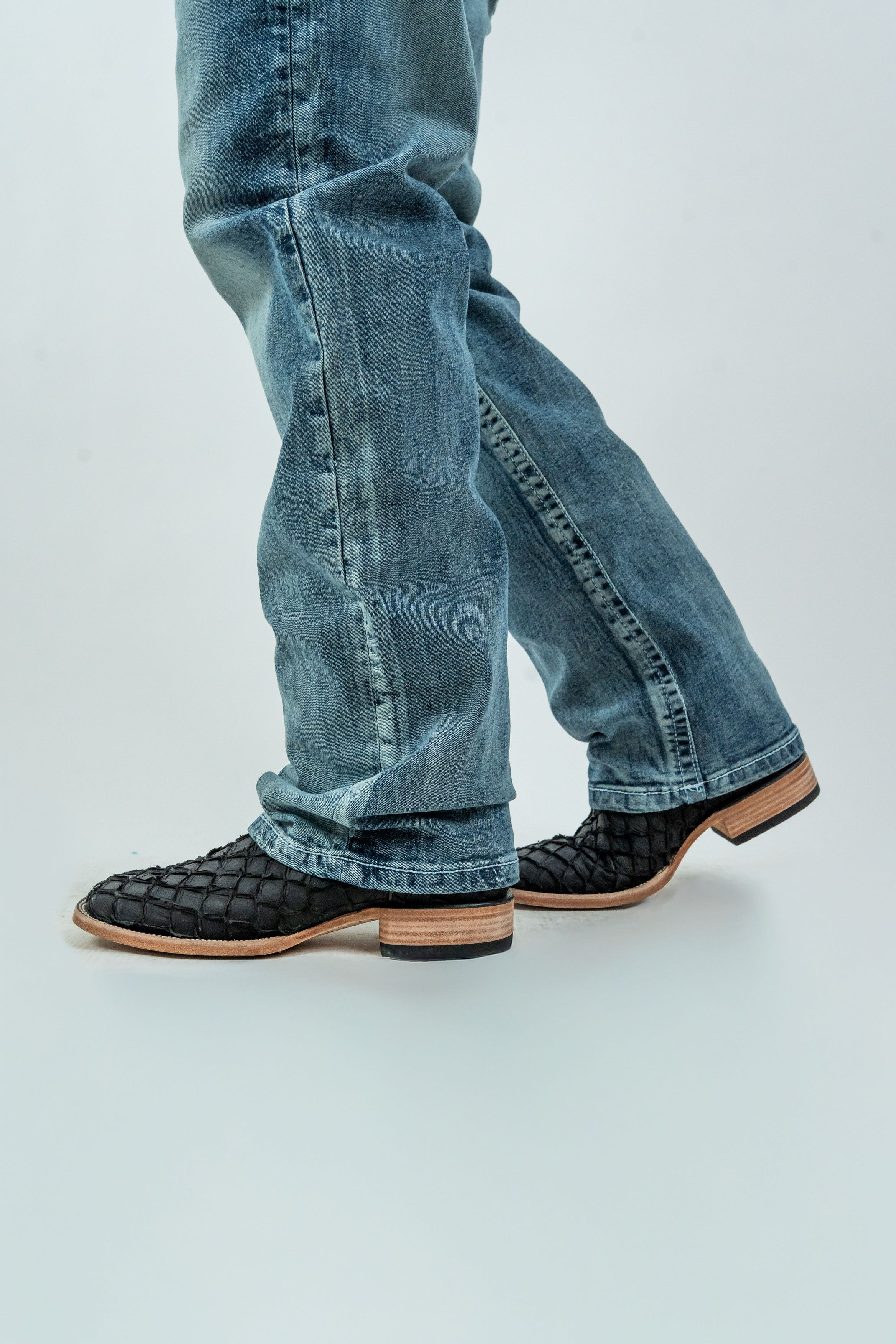 Men's Western Boot Cut Light Blue Denim Jeans (RS-017)
