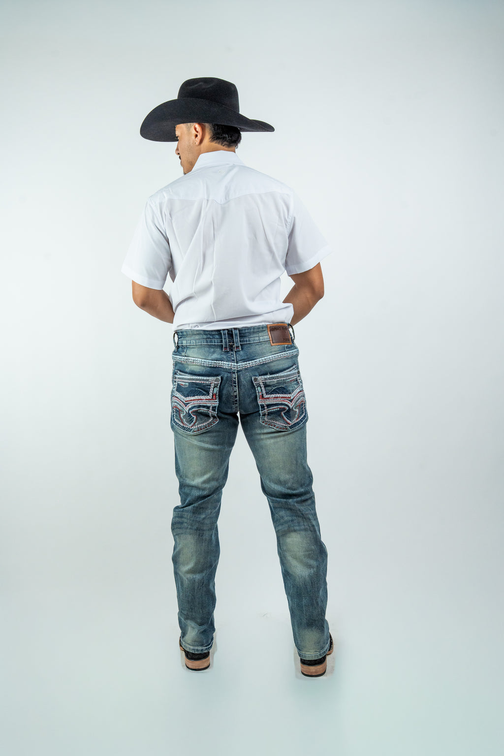 Men's Western Straight Fit Dark Blue Denim Jeans (RS-015)