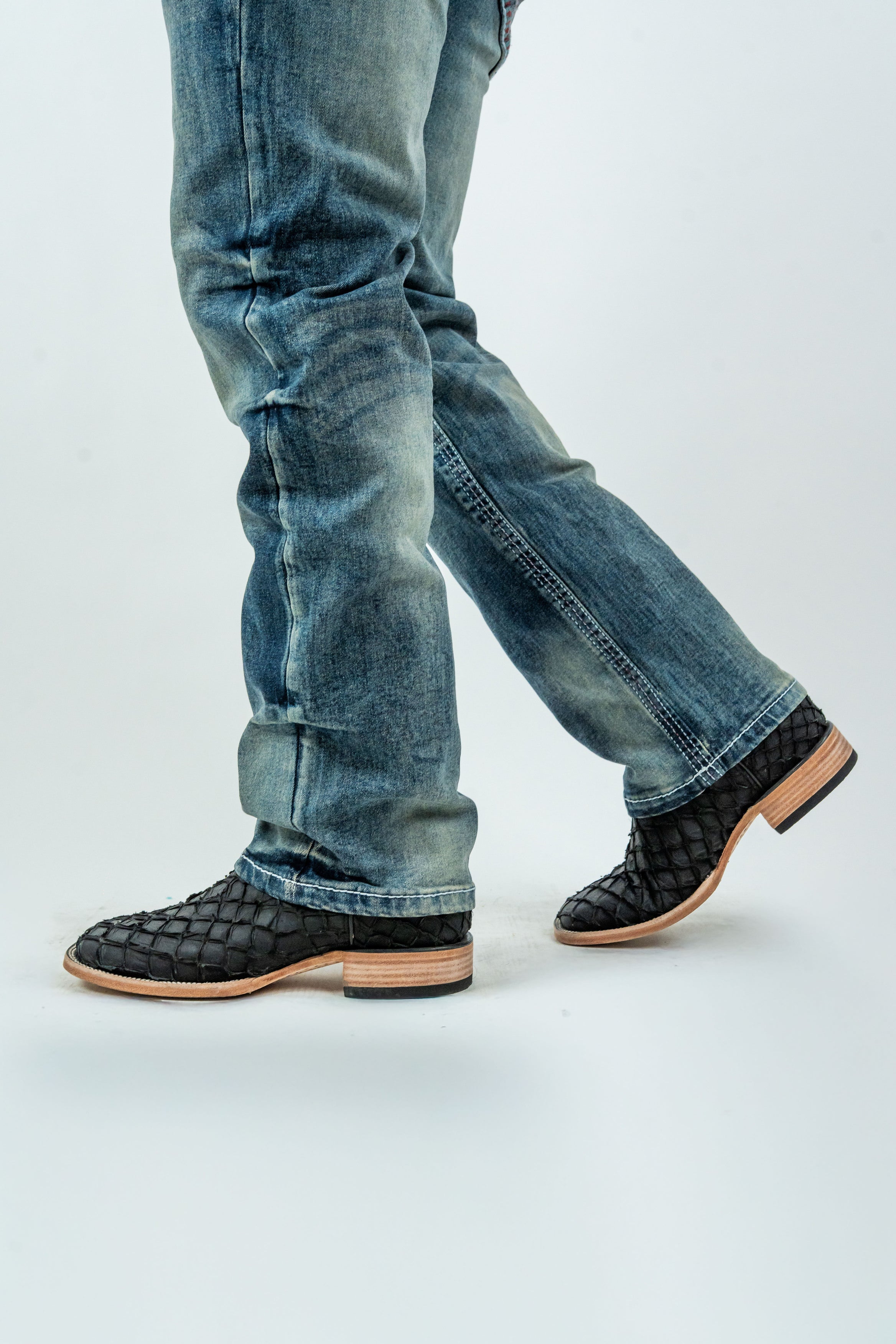 Men's Western Straight Fit Dark Blue Denim Jeans (RS-015)