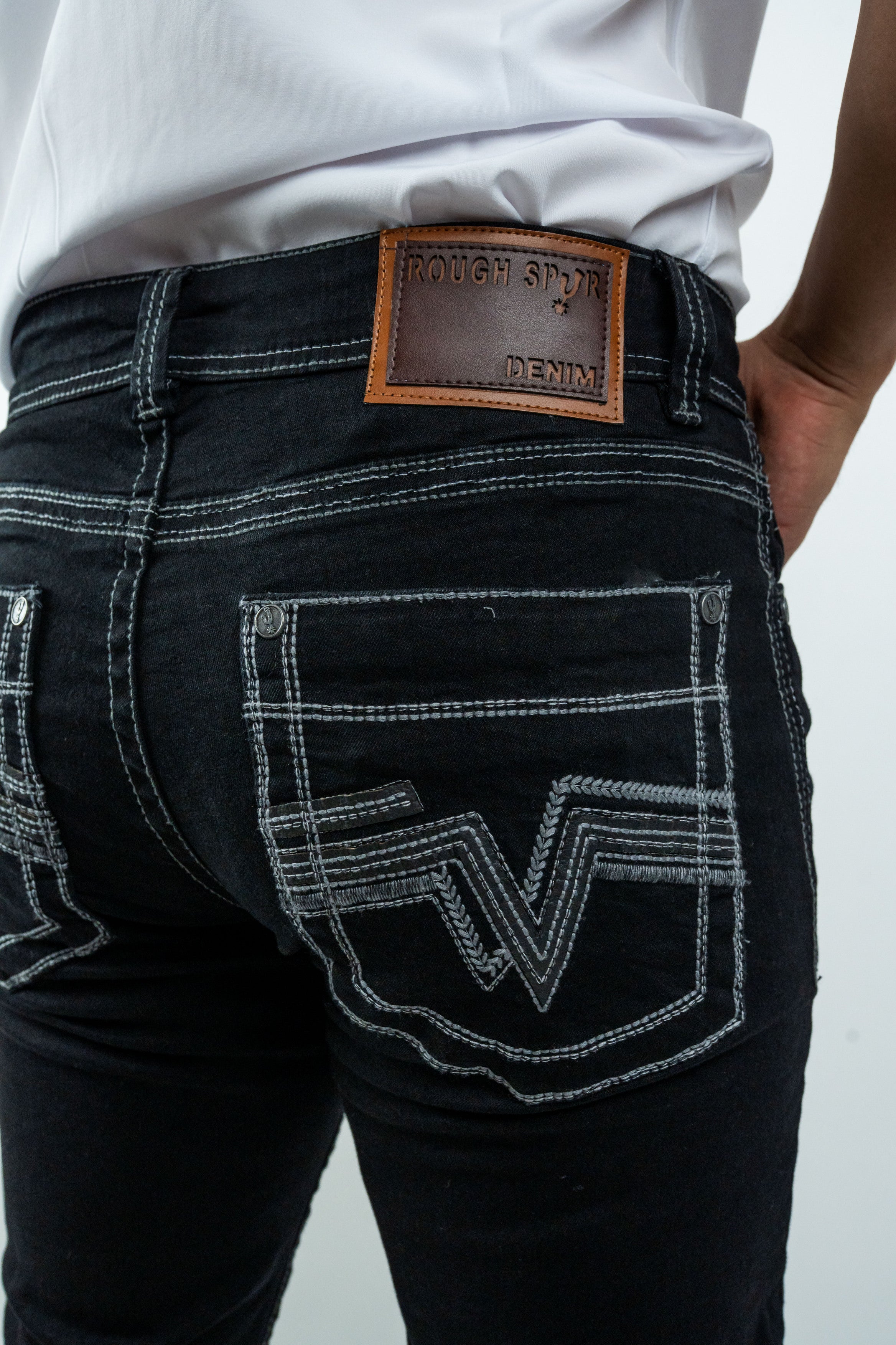 Men's Western Boot Cut Black Denim Jeans (RS-008)