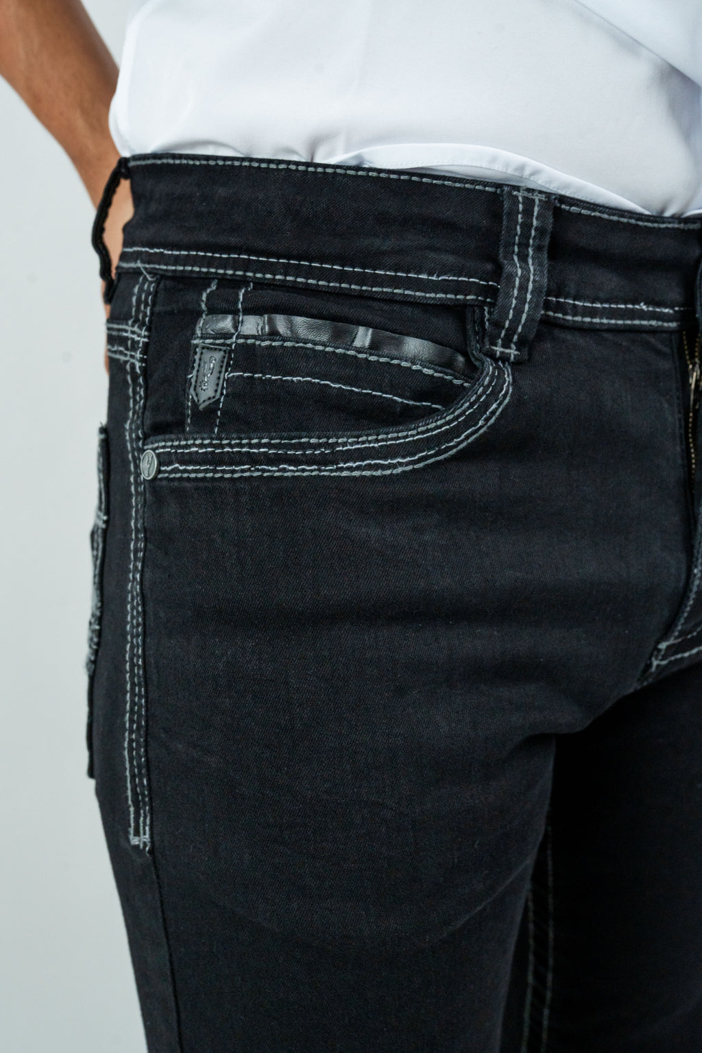 Men's Western Boot Cut Black Denim Jeans (RS-008)