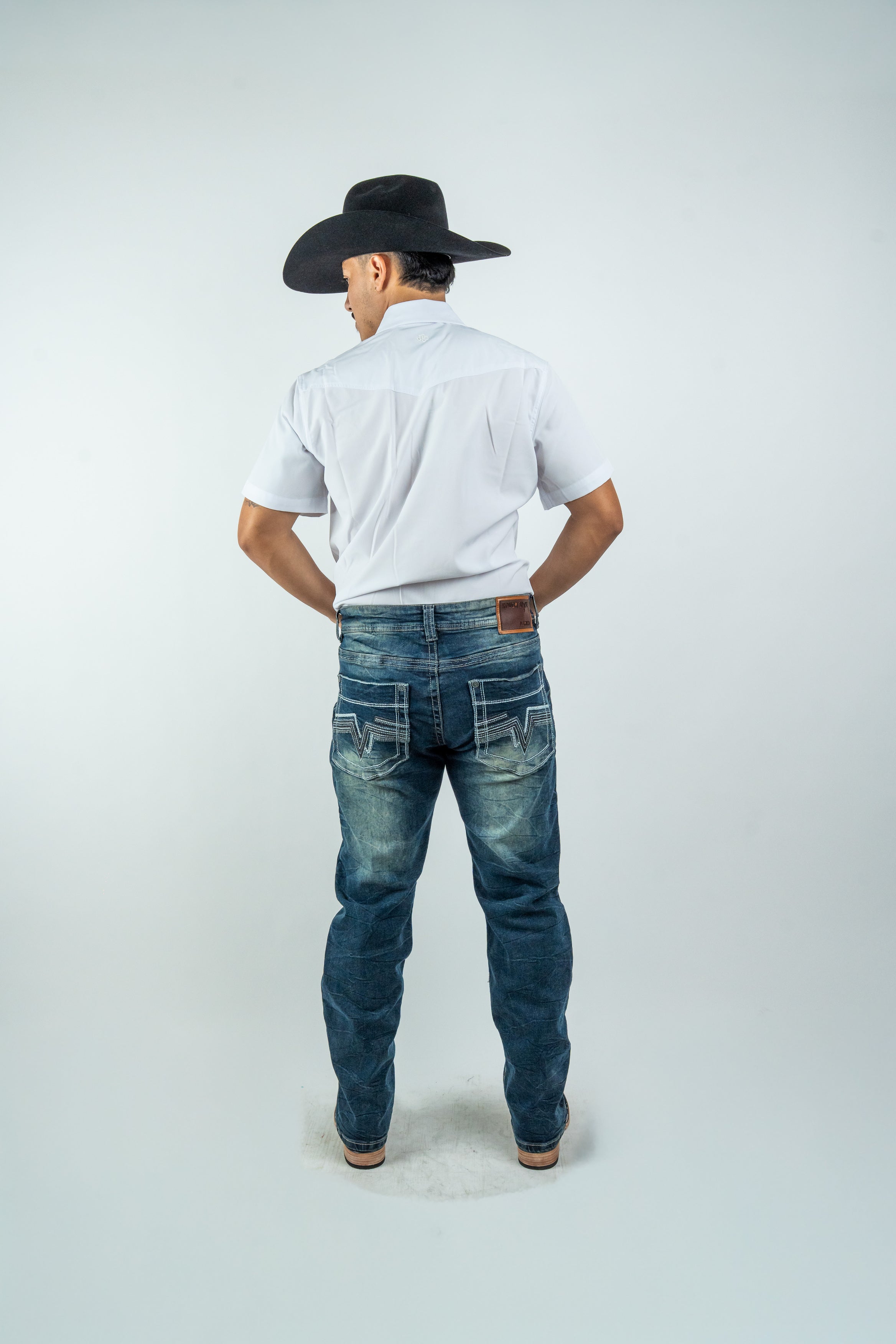 Men's Western Boot Cut Dark Blue Denim Jeans (RS-008)