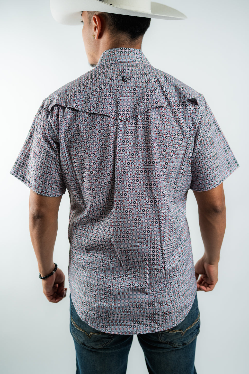 Texas Country - Geometric Black/Red Pearl Snap Short Sleeve Shirt (RT101ST #1104)