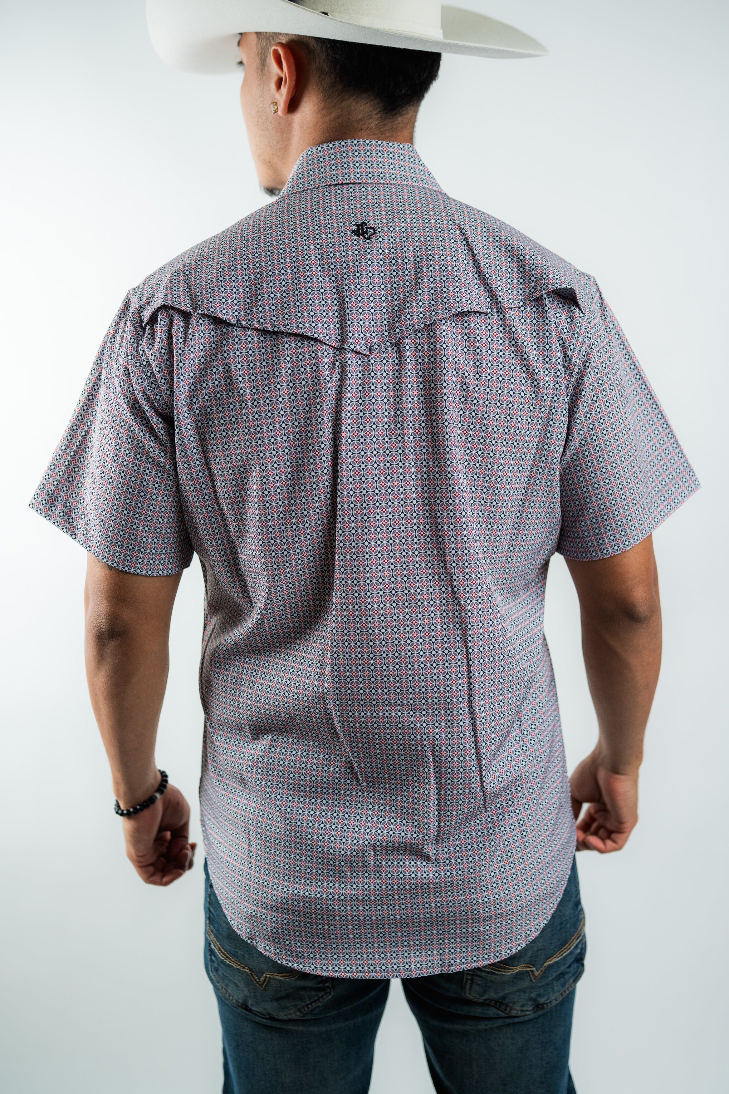 Texas Country - Geometric Black/Red Pearl Snap Short Sleeve Shirt (RT101ST #1104)