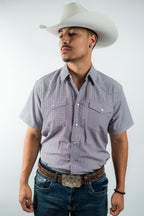 Texas Country - Geometric Black/Red Pearl Snap Short Sleeve Shirt (RT101ST #1104)