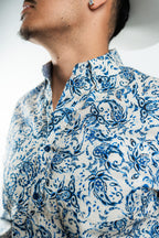 Texas Country - White Floral Button-Up Long Sleeve Shirt (MOD 1079)