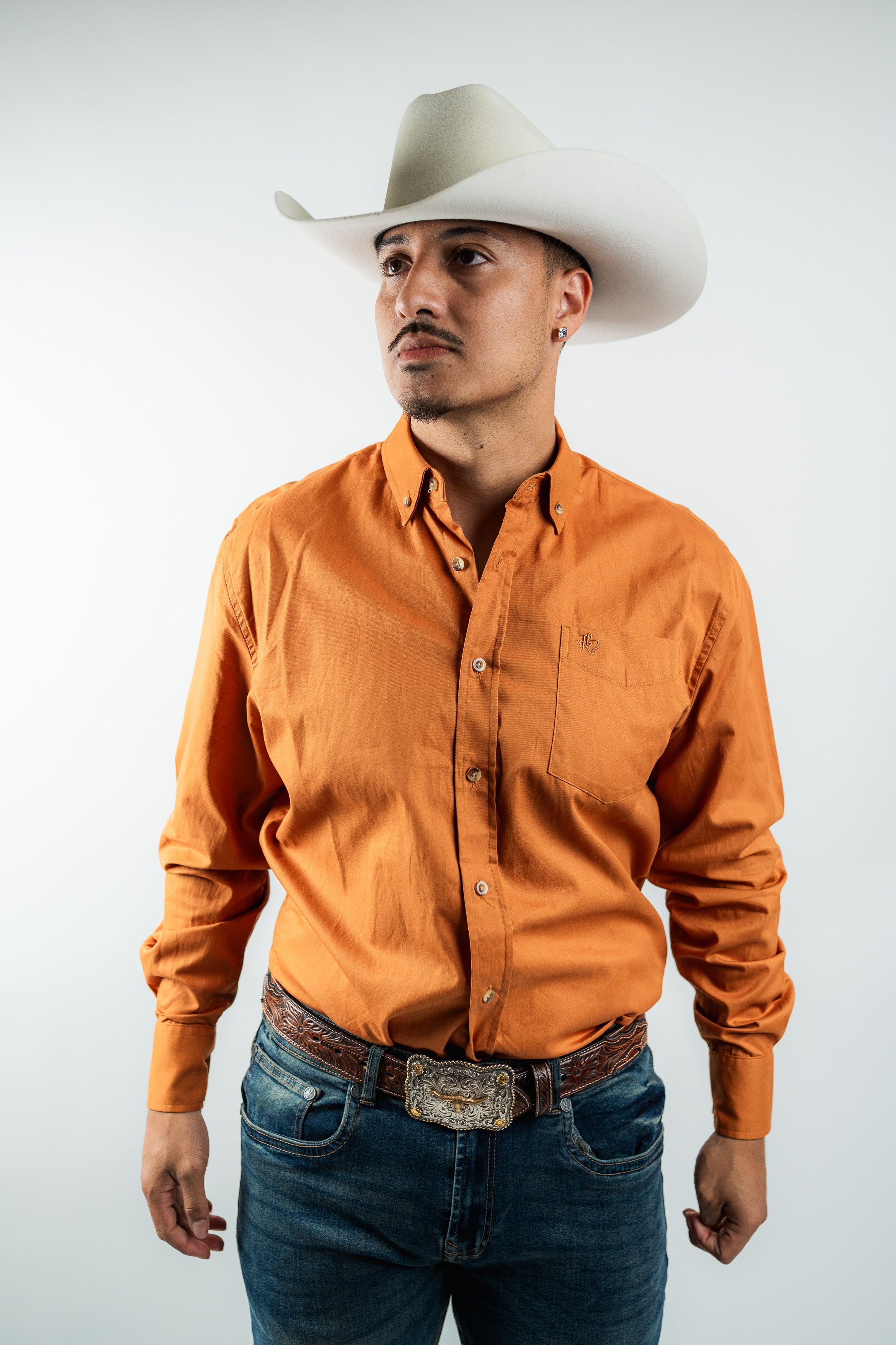 Texas Country - Solid Orange Button-Down Long Sleeve Shirt (AC110L/T)