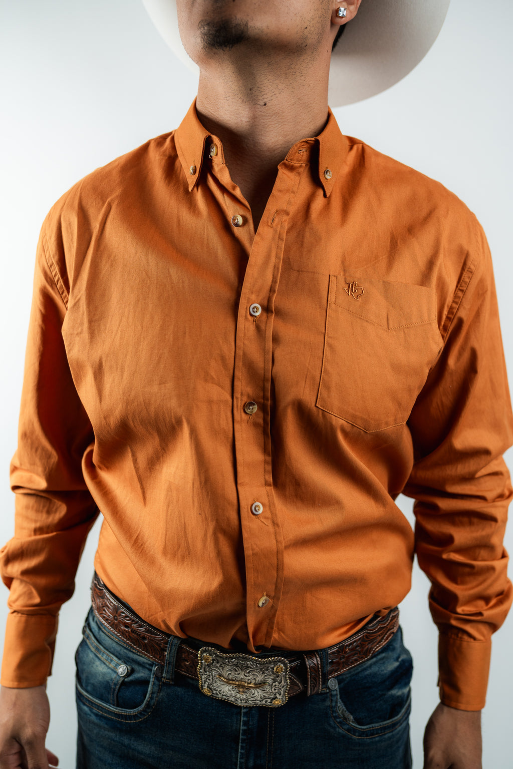 Texas Country - Solid Orange Button-Down Long Sleeve Shirt (AC110L/T)