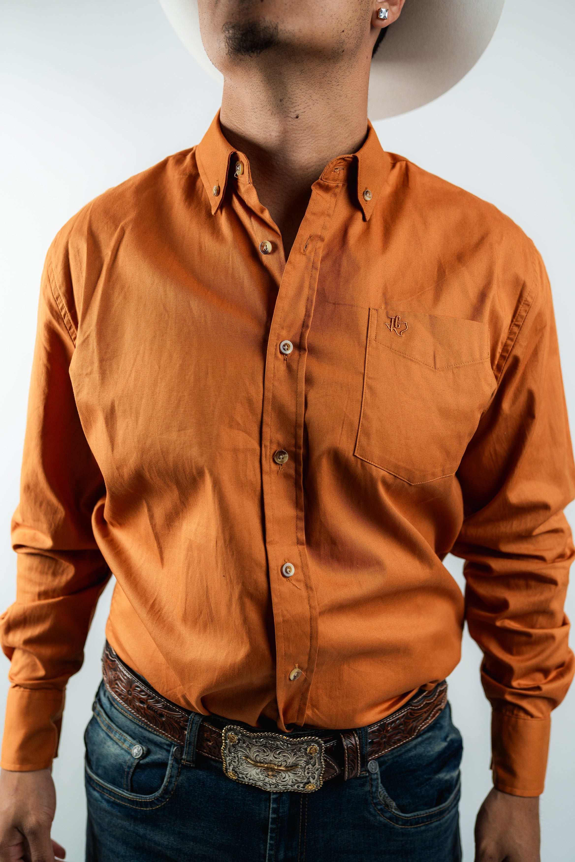 Texas Country - Solid Orange Button-Down Long Sleeve Shirt (AC110L/T)