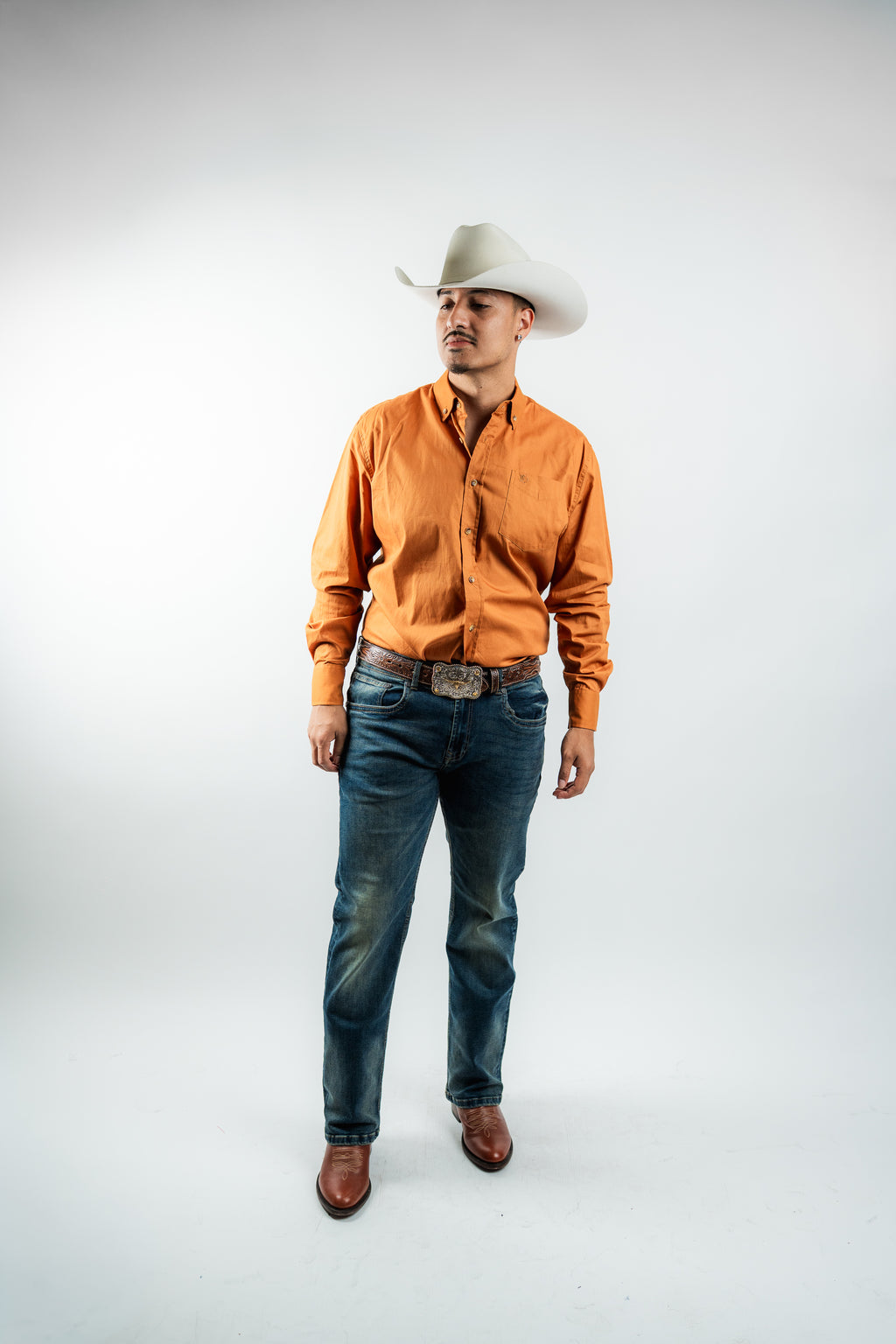 Texas Country - Solid Orange Button-Down Long Sleeve Shirt (AC110L/T)