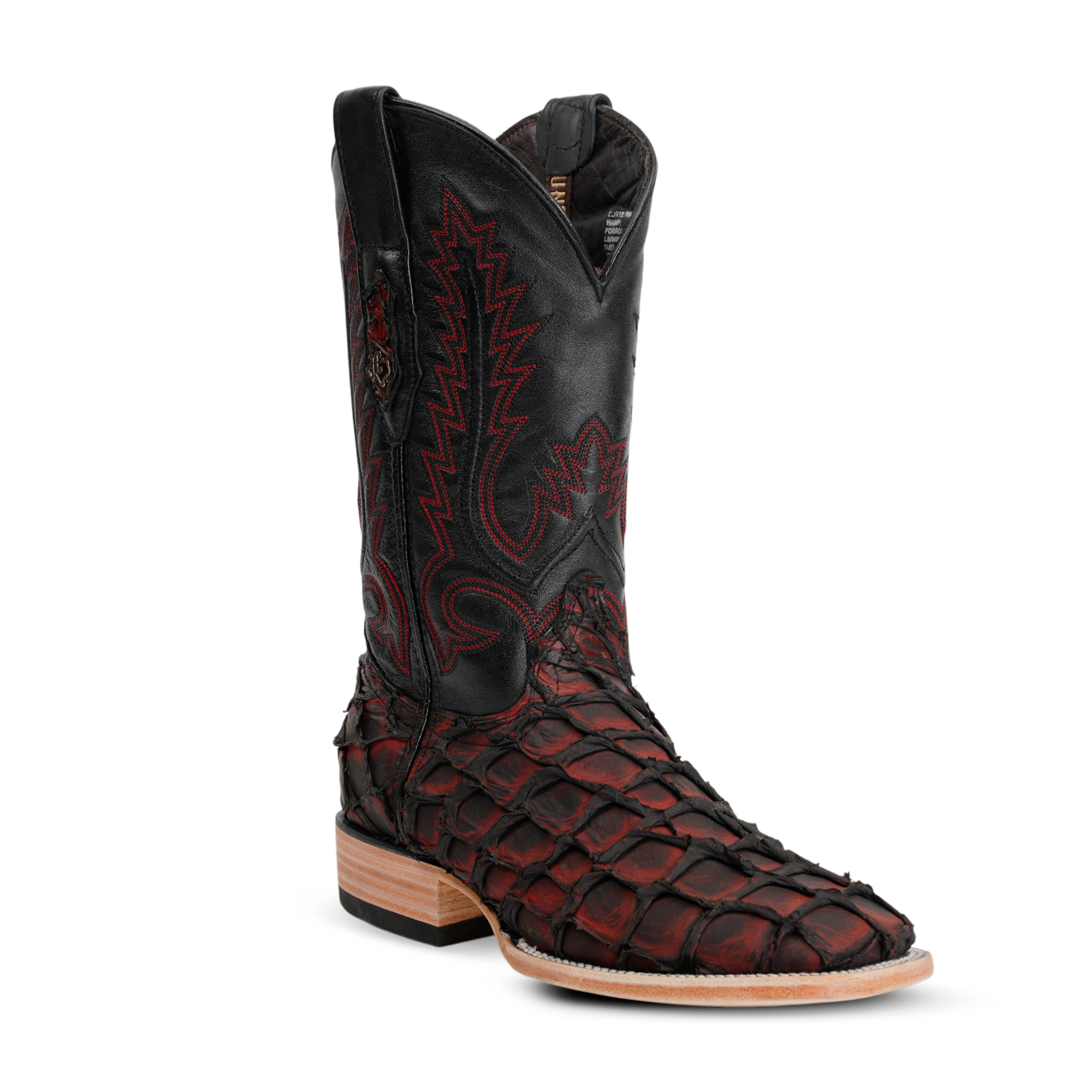 Connor Pirarucu Fish Boots - Cherry Red - Square Toe (PZ60)