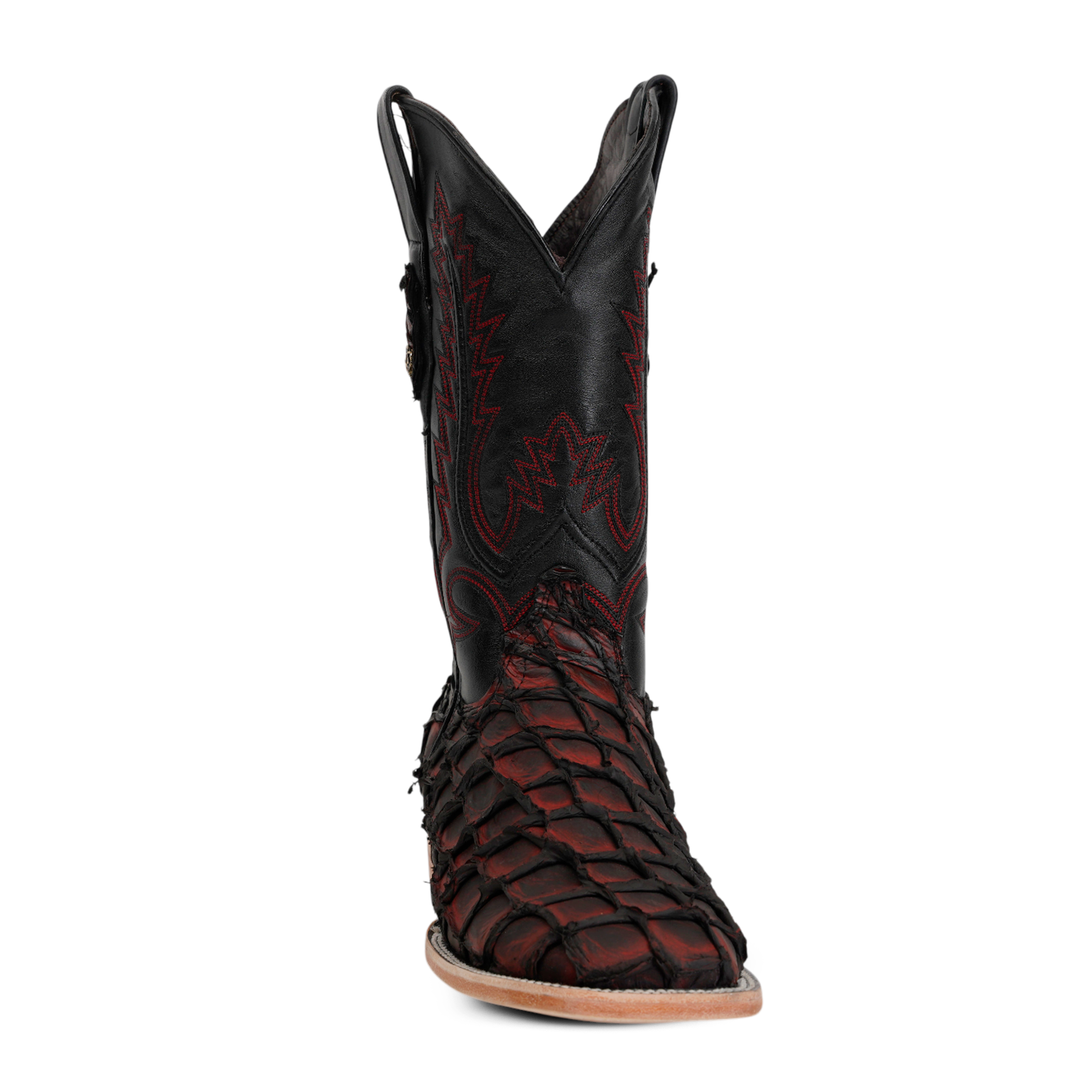 Connor Pirarucu Fish Boots - Cherry Red - Square Toe (PZ60)