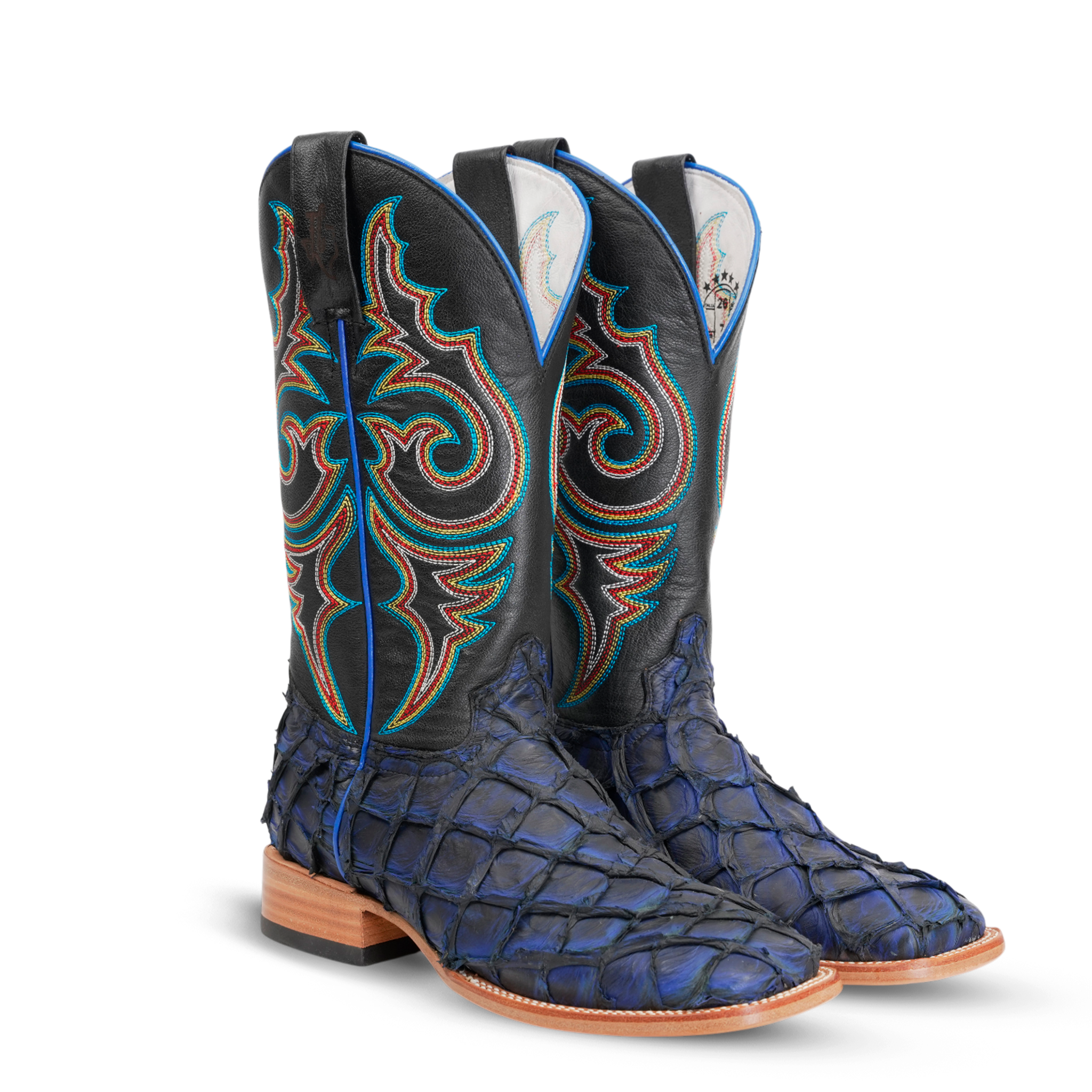 Butch Pirarucu Fish Boots - Navy Blue - Square Toe