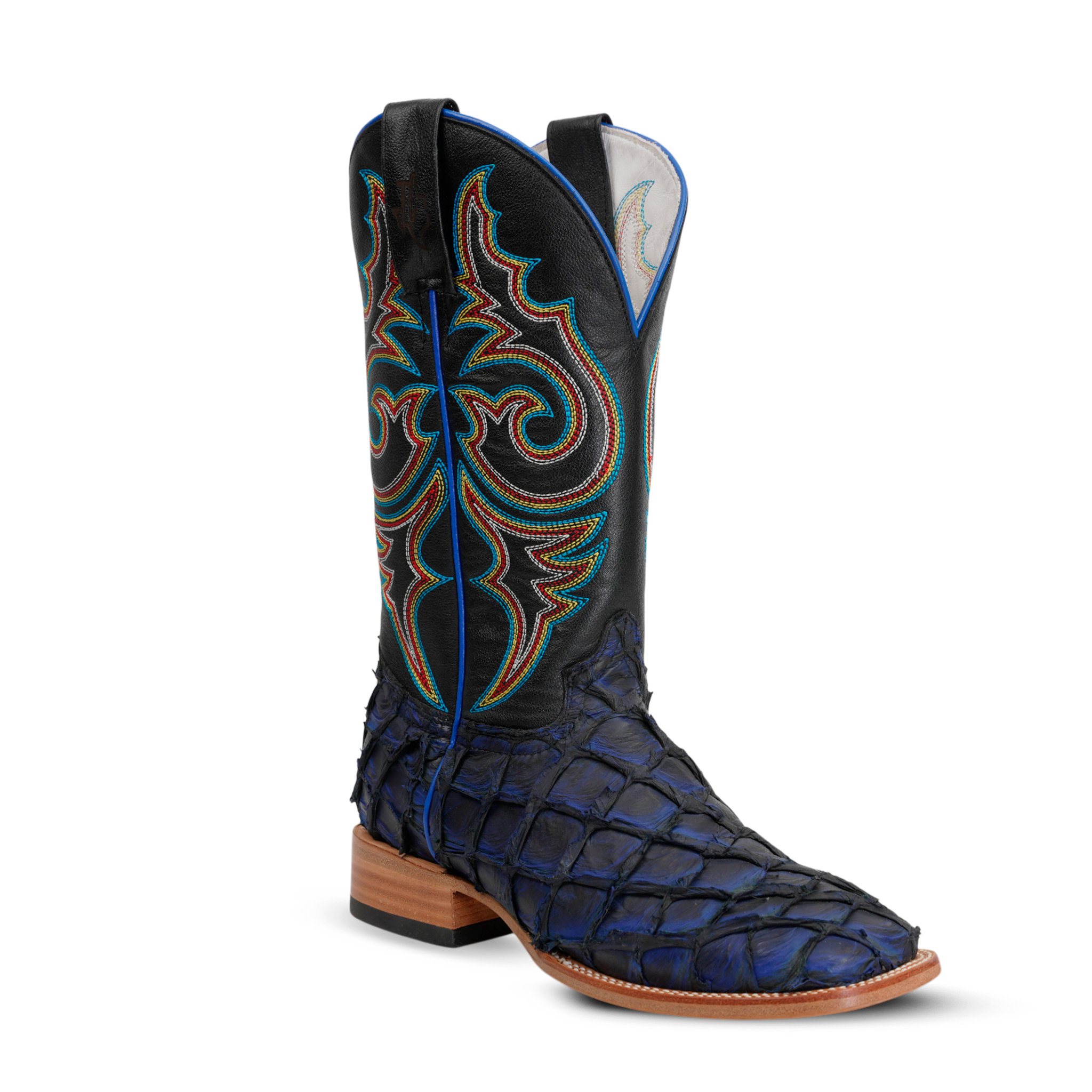 Butch Pirarucu Fish Boots - Navy Blue - Square Toe