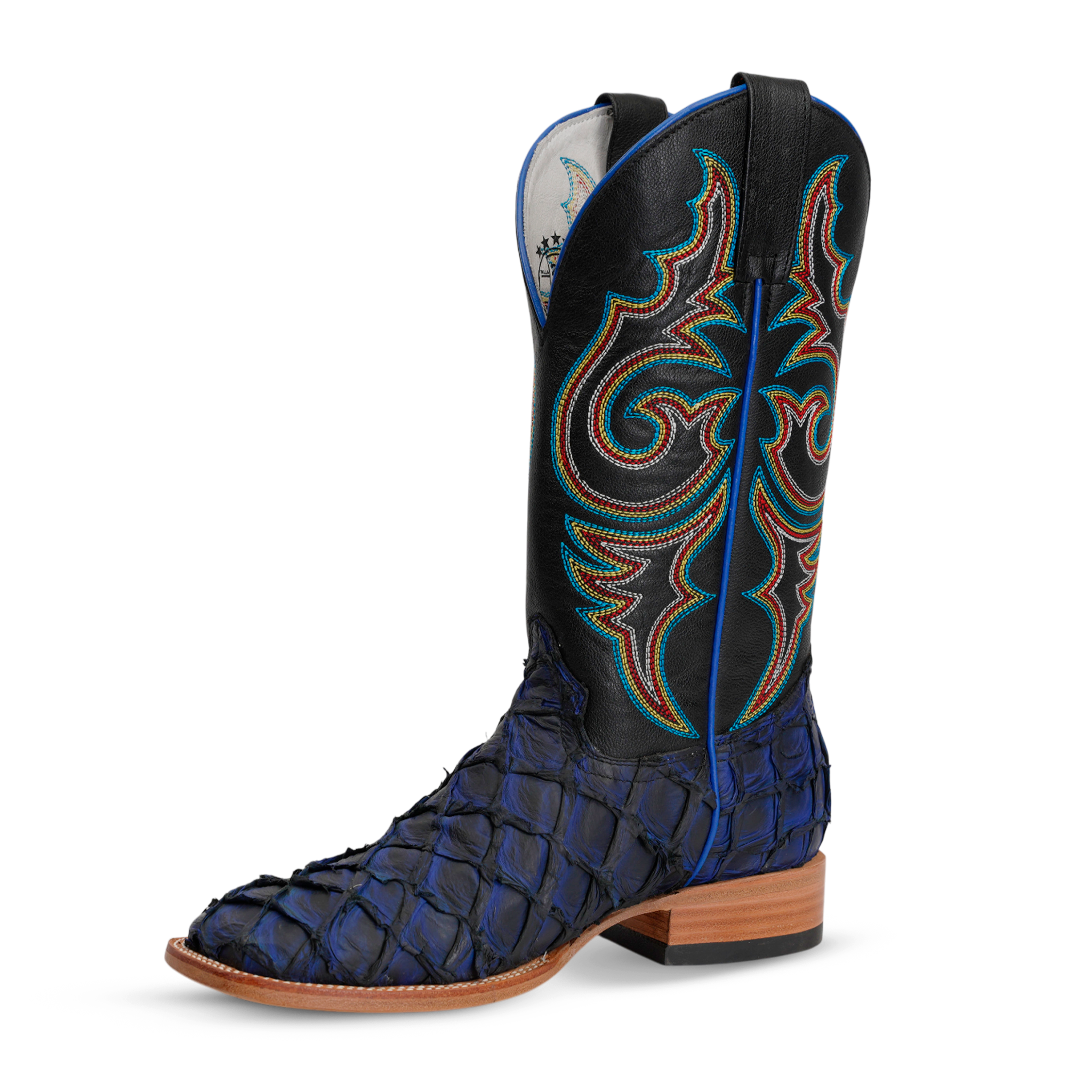 Butch Pirarucu Fish Boots - Navy Blue - Square Toe
