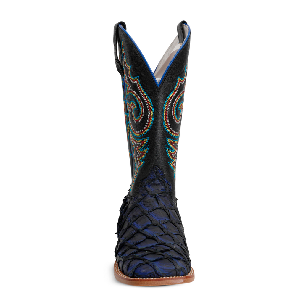 Butch Pirarucu Fish Boots - Navy Blue - Square Toe