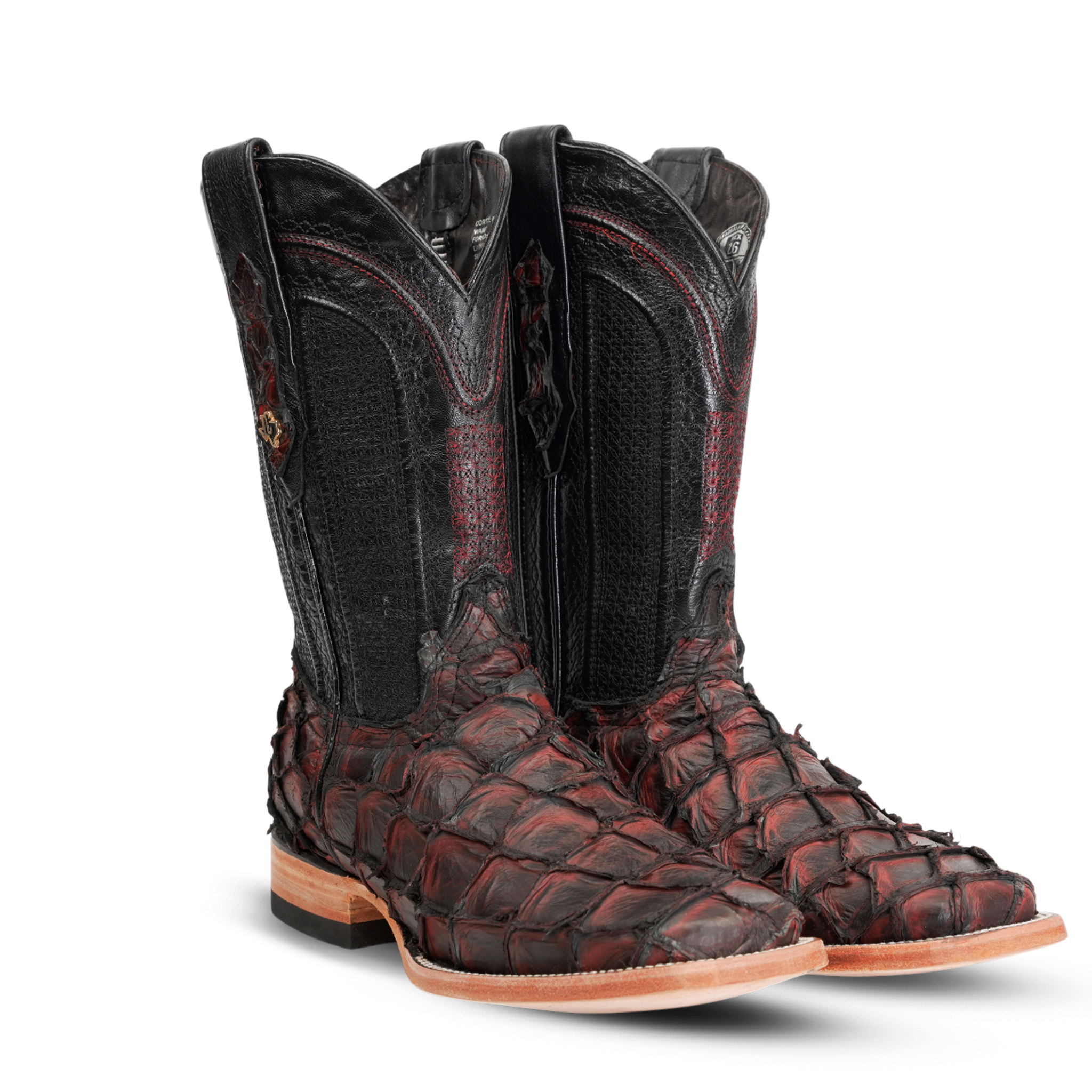 Connor Pirarucu Fish Boots - Red - Square Toe (PZ60)