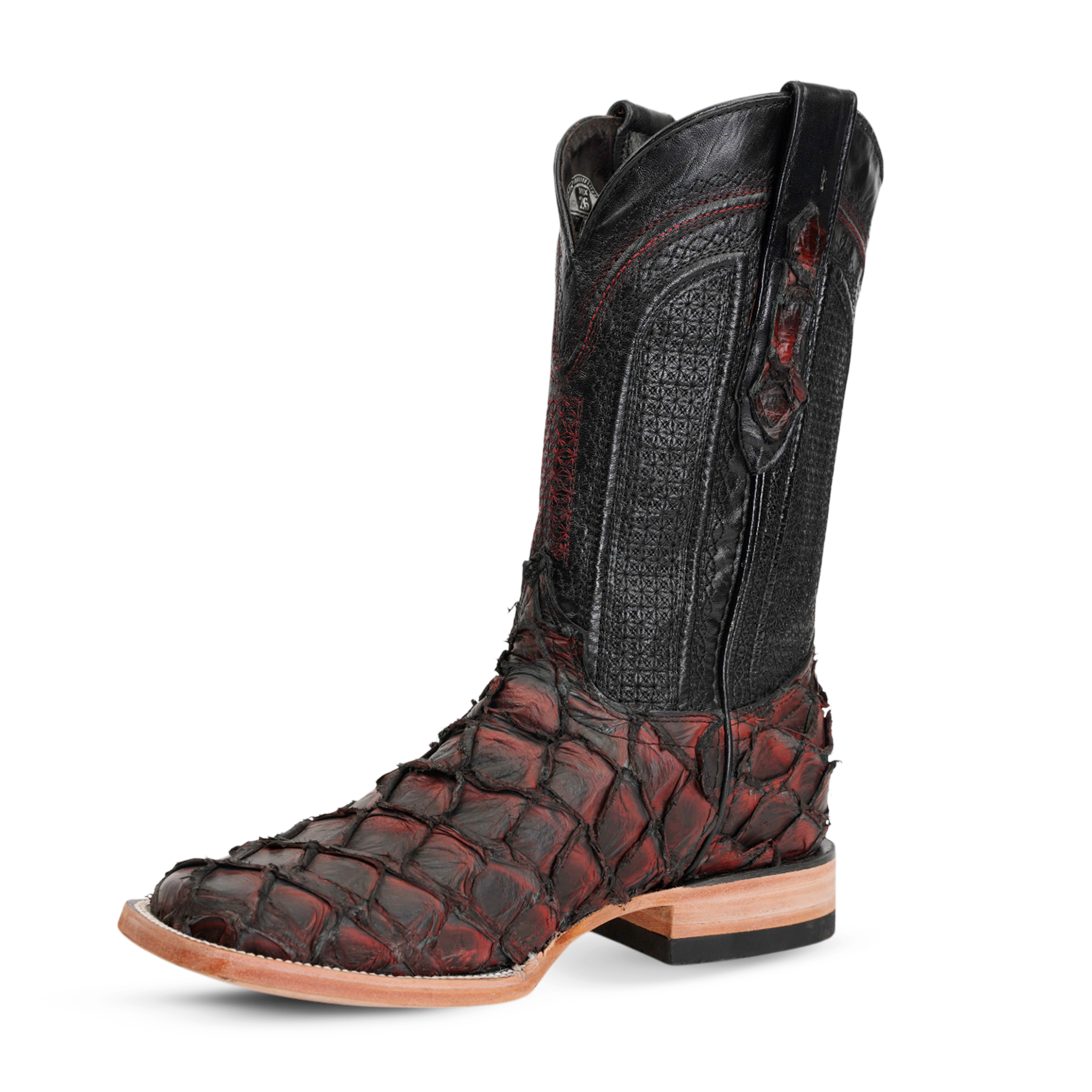 Connor Pirarucu Fish Boots - Red - Square Toe (PZ60)