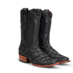 Connor Pirarucu Fish Boots- Matte Black - Narrow Square Toe (PZ130)