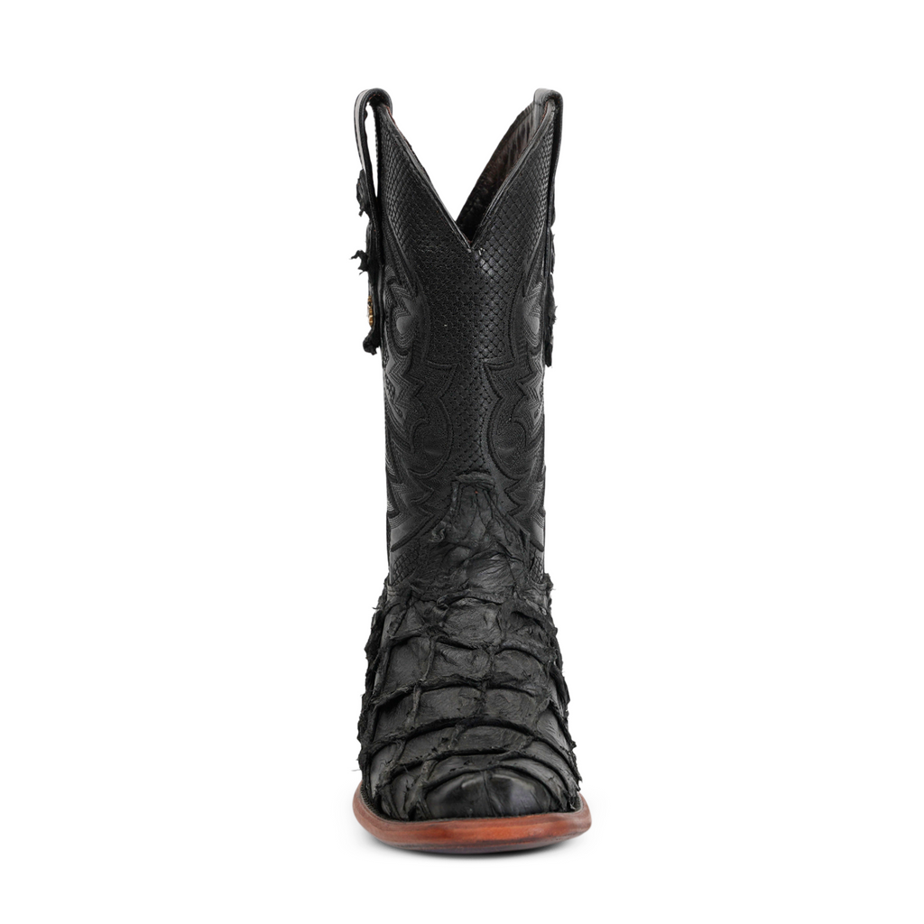 Connor Pirarucu Fish Boots- Matte Black - Narrow Square Toe (PZ130)