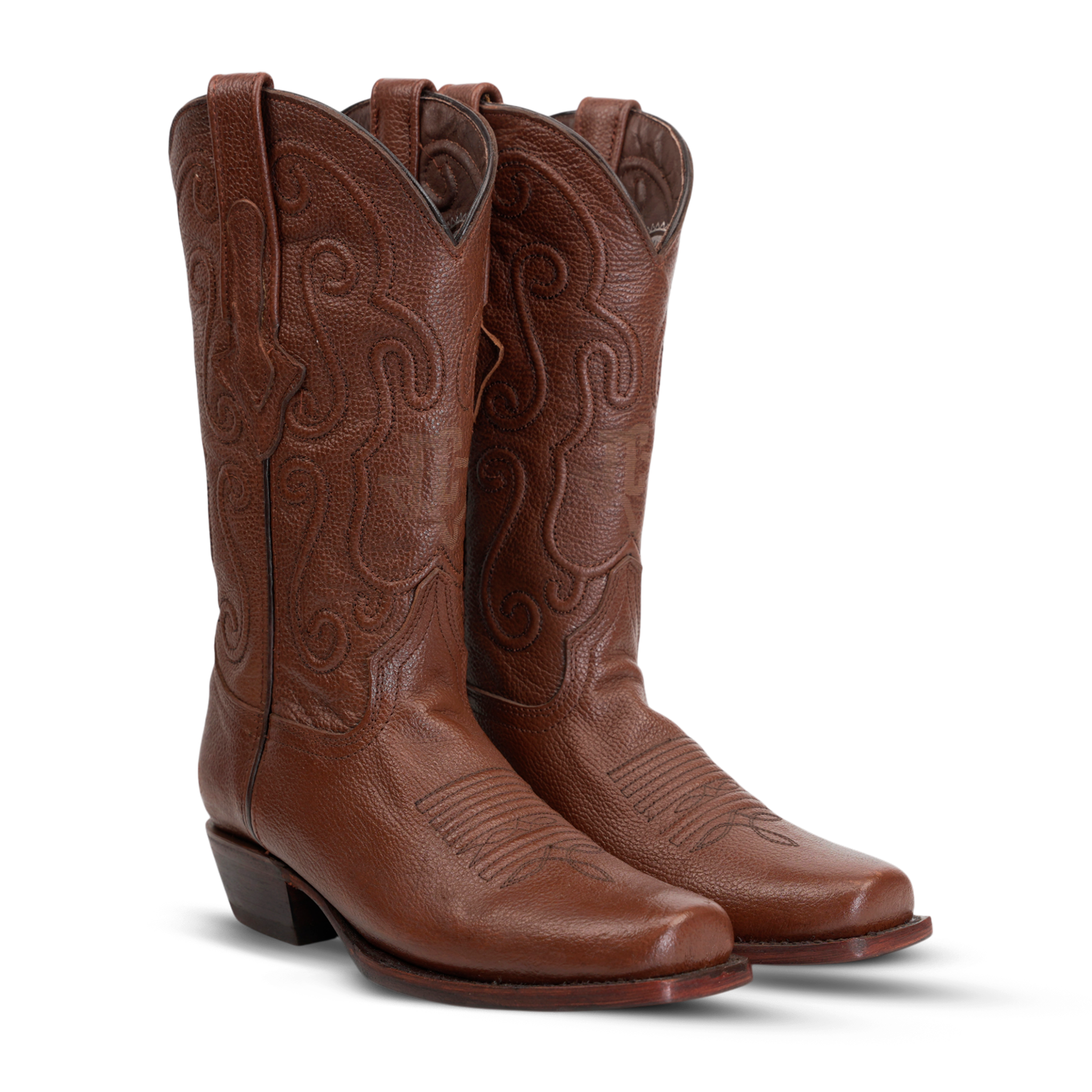 Grisly Cowboy Boots - Brown - Narrow Square Toe (E484)