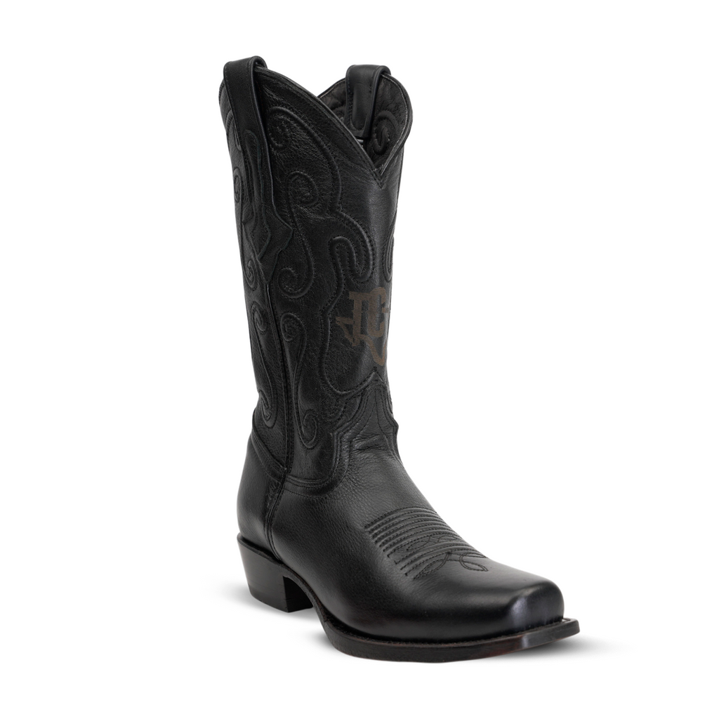 Grisly Cowboy Boots - Black - Narrow Square Toe (E484)