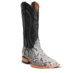 Python Natural Cowboy Boots - Embossed Leather - Square Toe (E913)