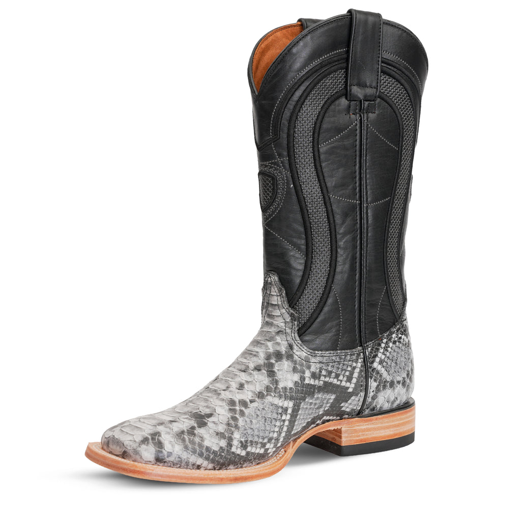 Python Natural Cowboy Boots - Embossed Leather - Square Toe (E913)