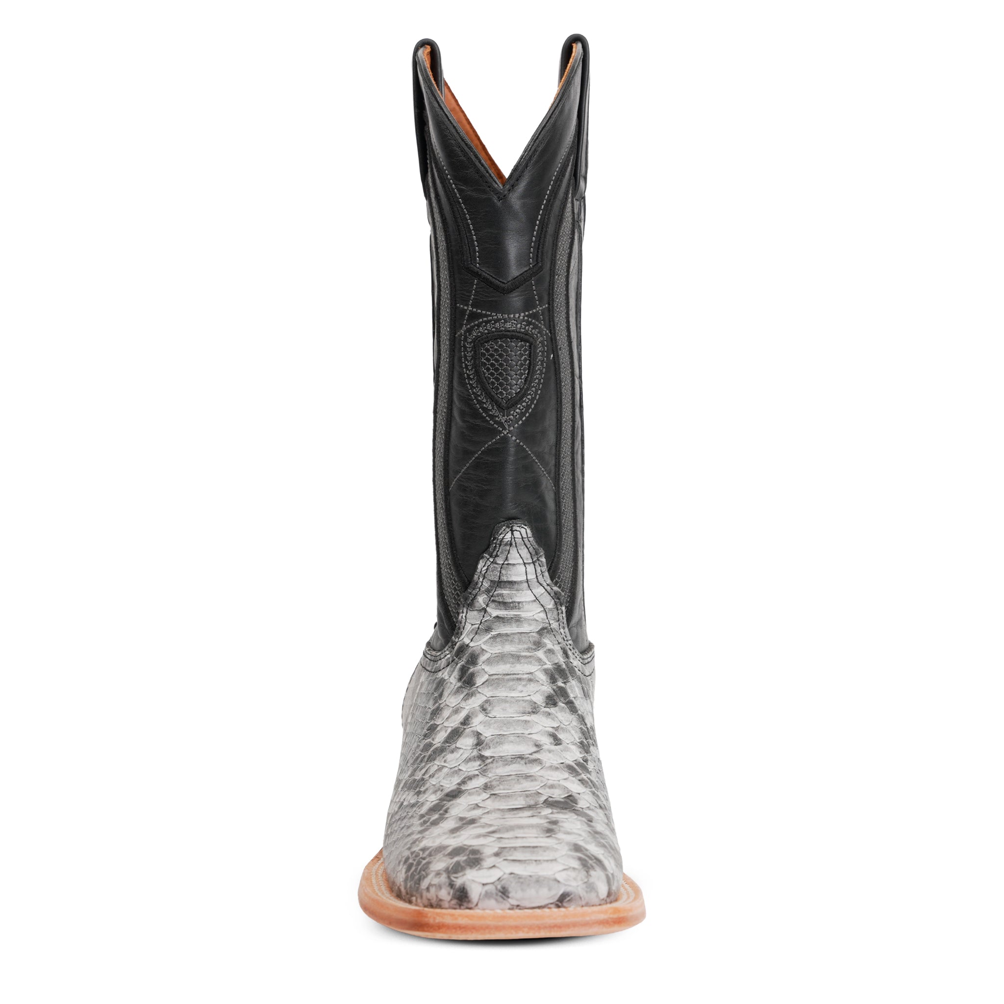 Python Natural Cowboy Boots - Embossed Leather - Square Toe (E913)